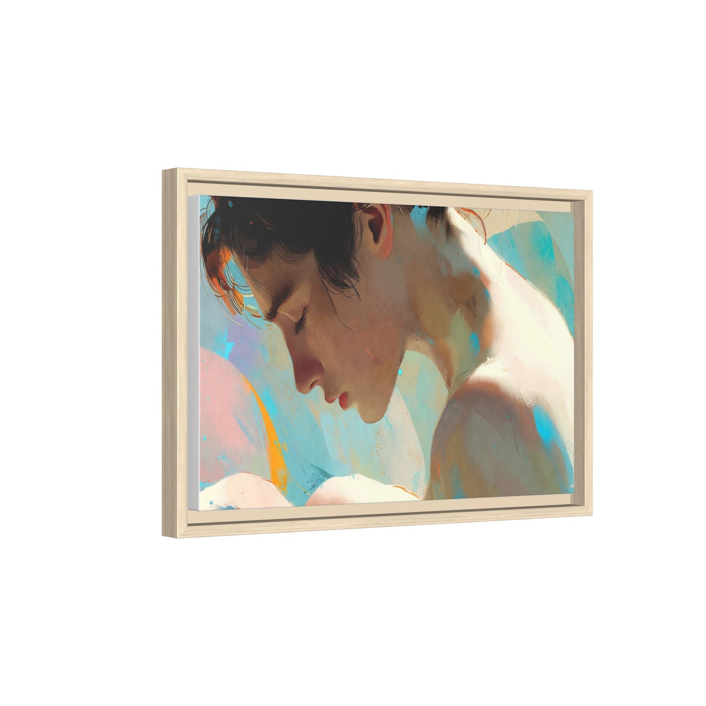 Framed Matte Canvas Print — Dreamy Portrait Art (Multi‑Color)