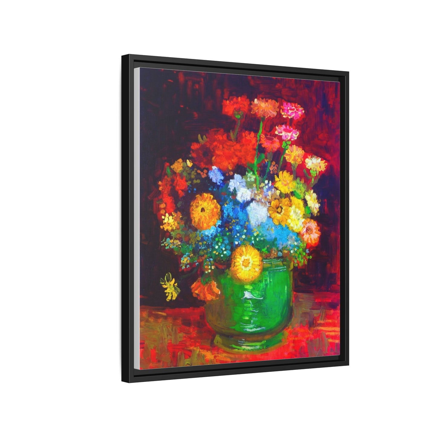 Framed Floral Canvas Print — Colorful Bouquet Wall Art