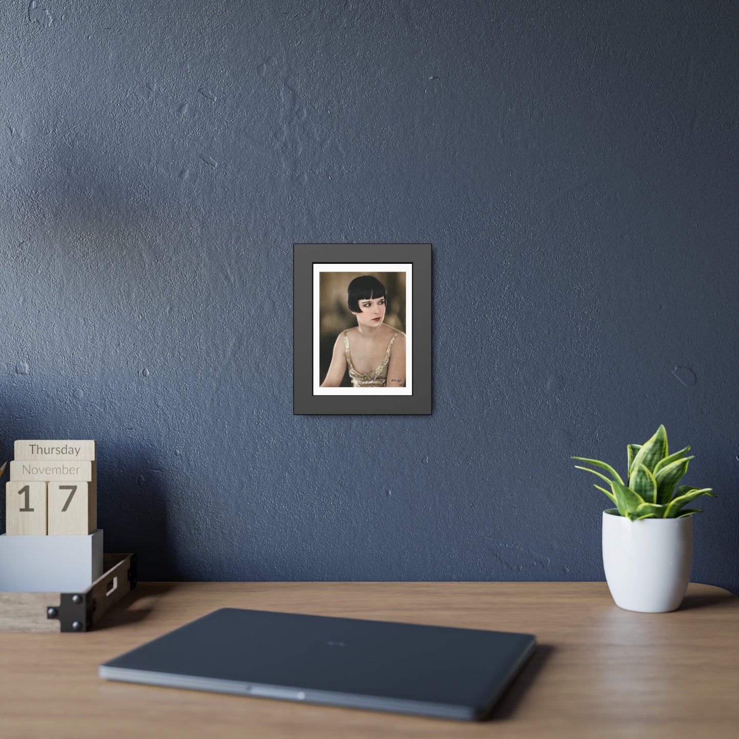 Vintage 1920s Louise Brooks Portrait Framed Poster — Art Deco Wall Print