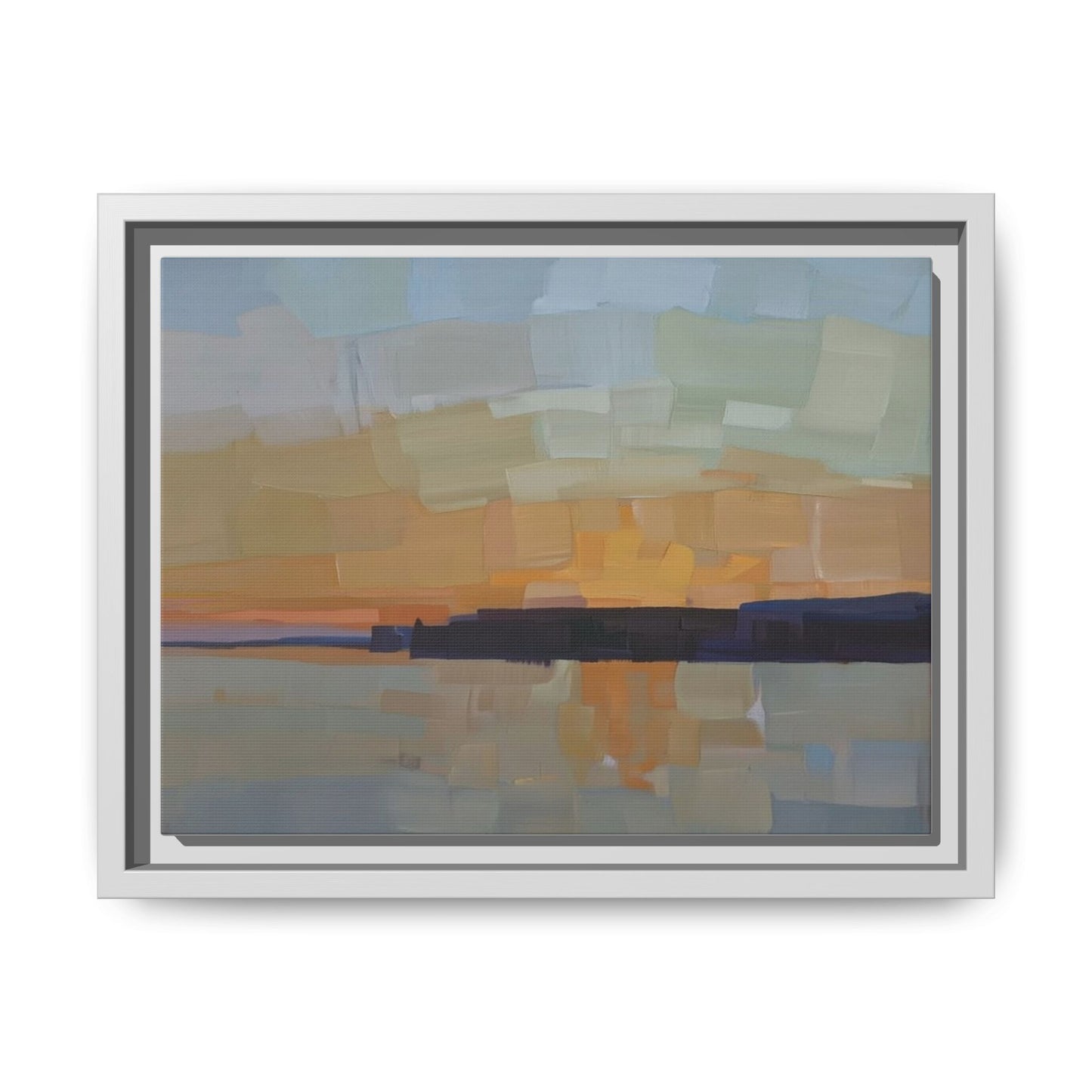 Framed Matte Canvas Sunset Abstract Landscape Art Print