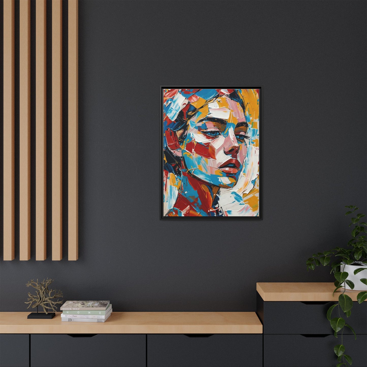 Colorful Abstract Portrait Framed Canvas Print