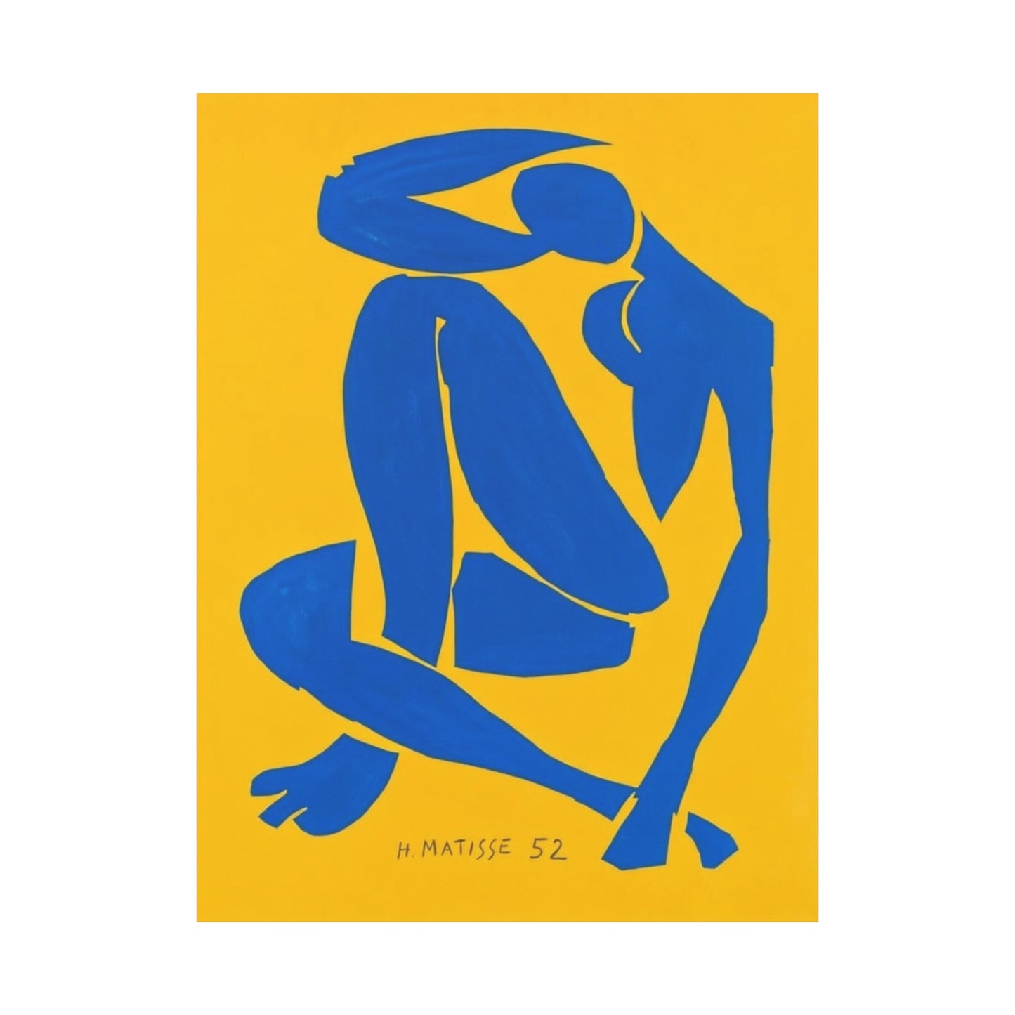 Blue Matisse Nude Silhouette Matte Canvas Print — Modern Yellow Wall Art