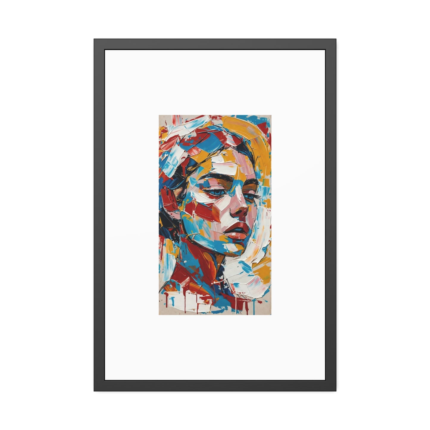Abstract Colorful Portrait Framed Paper Poster – Modern Art Print for Home & Office