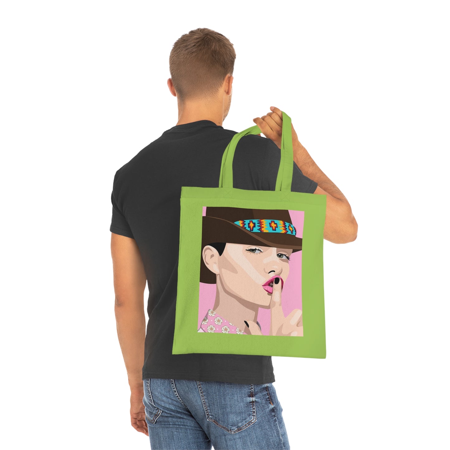 Pop Art Woman Tote Bag — Stylish Retro Portrait Cotton Shopper
