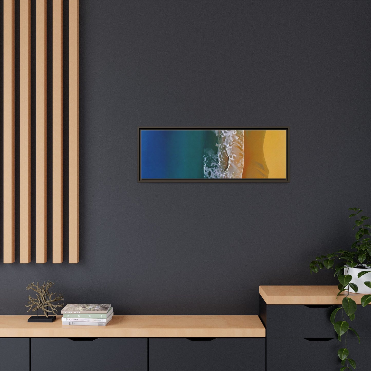 Framed Matte Canvas Seascape Print – Coastal Waves Wall Art
