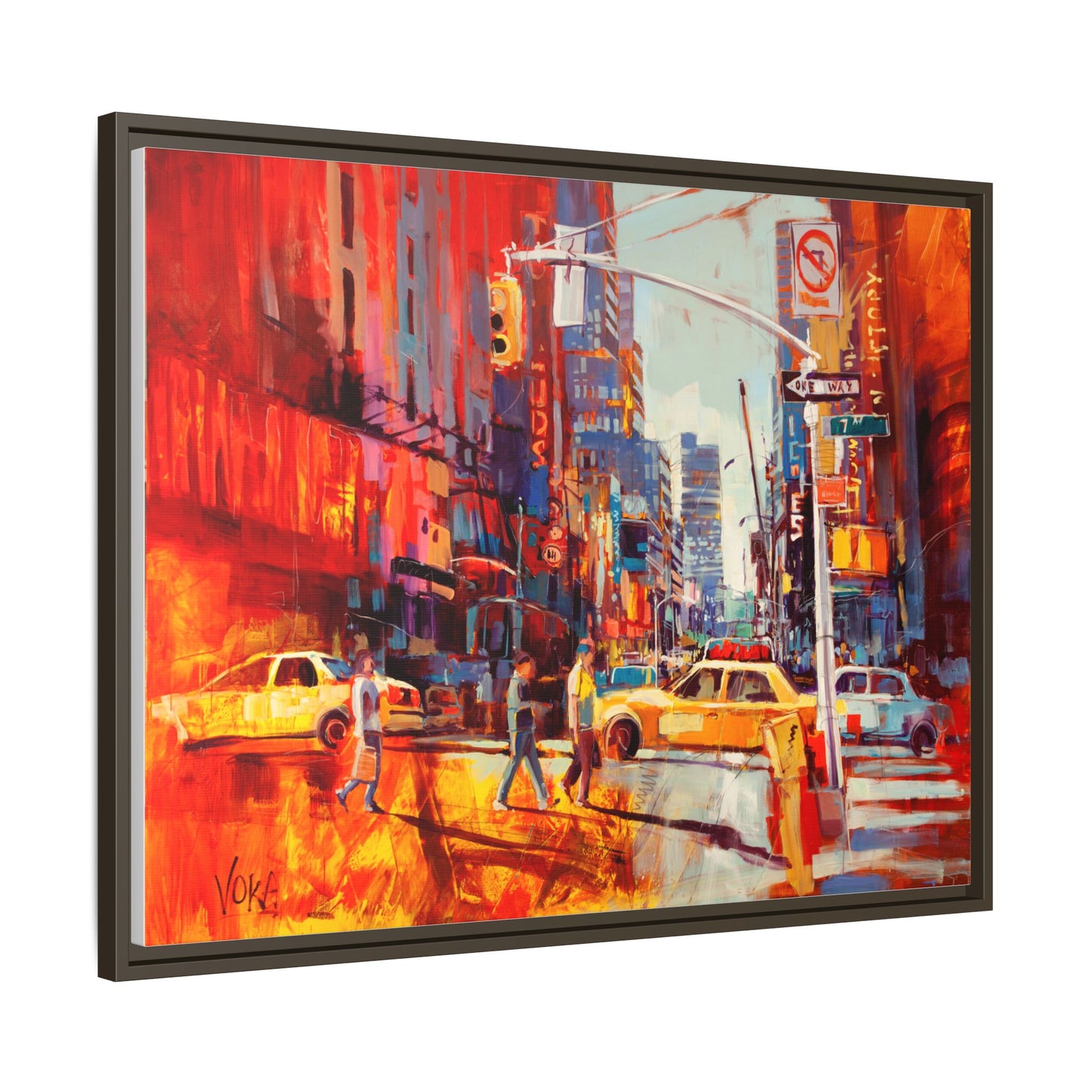 New York 7th AV attributed to Voke Framed Matte Canvas – Art Print