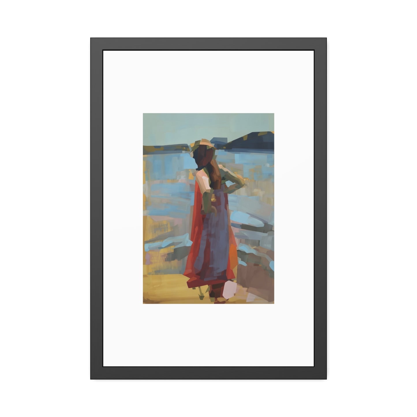 Framed Art Print — Woman at the Shore Impressionist Poster