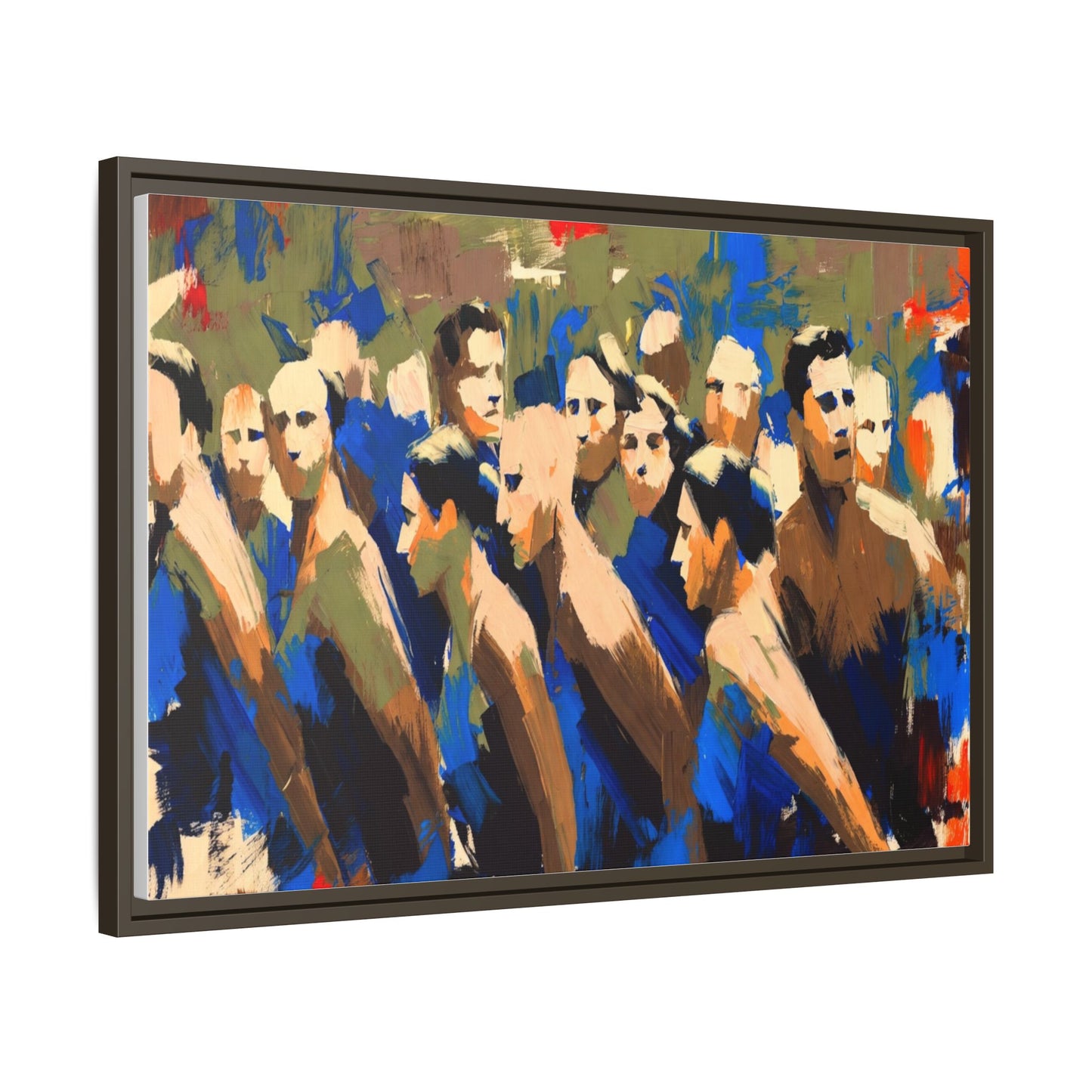Abstract Crowd Matte Canvas Print — Framed Multi-Color Wall Art