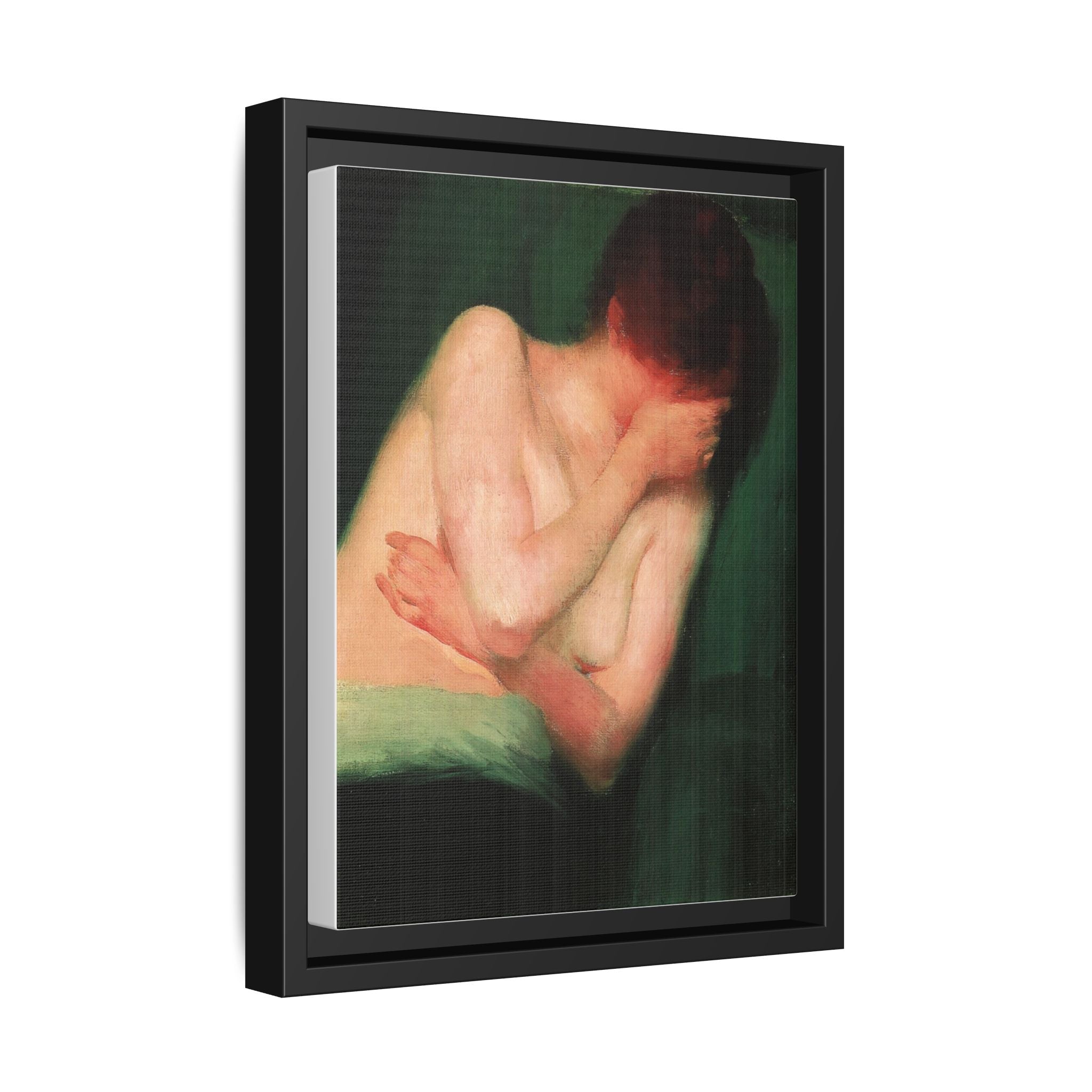 Female Nude by János Vaszary Framed Matte Canvas Wall Art Print