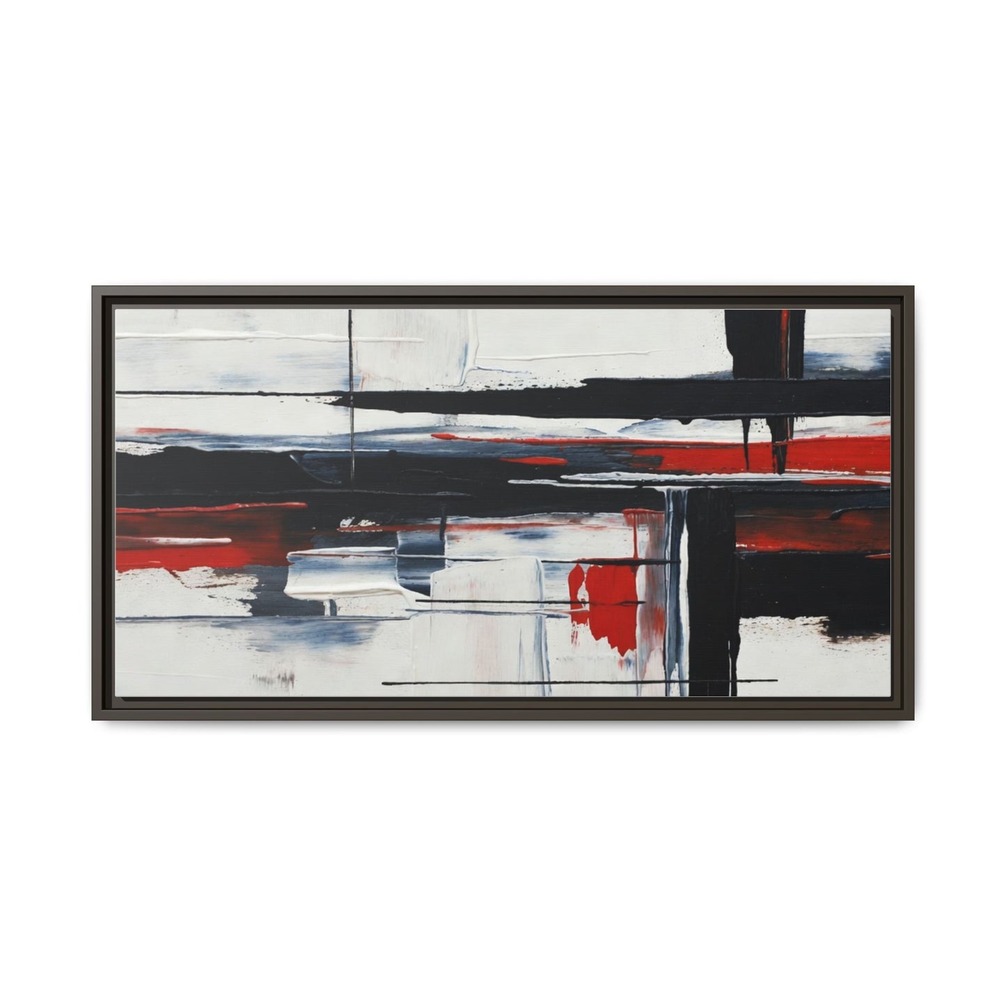 Abstract Red & Black Framed Canvas Art — Modern Matte Wall Painting