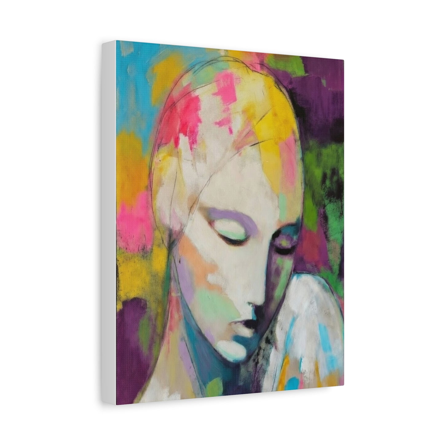 Abstract Angel Portrait Canvas - Colorful Modern Wall Art