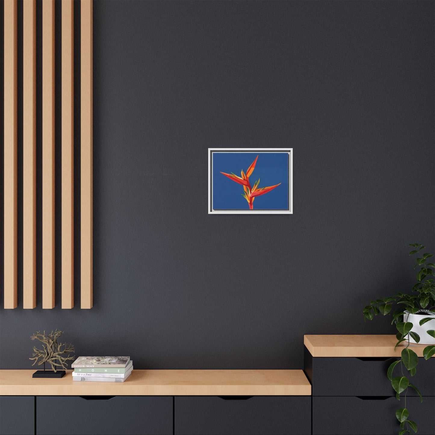 Framed Matte Canvas – Tropical Bird of Paradise Floral Wall Art