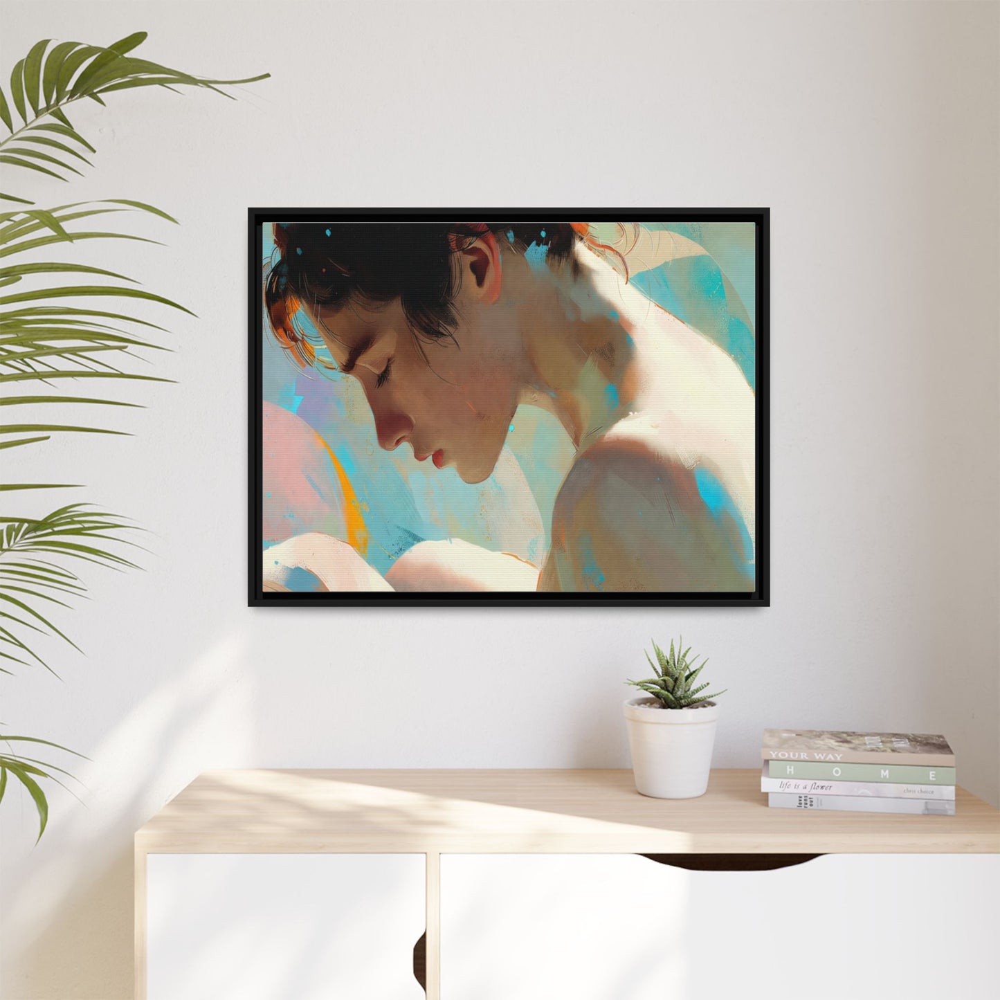 Framed Matte Canvas Print — Dreamy Portrait Art (Multi‑Color)
