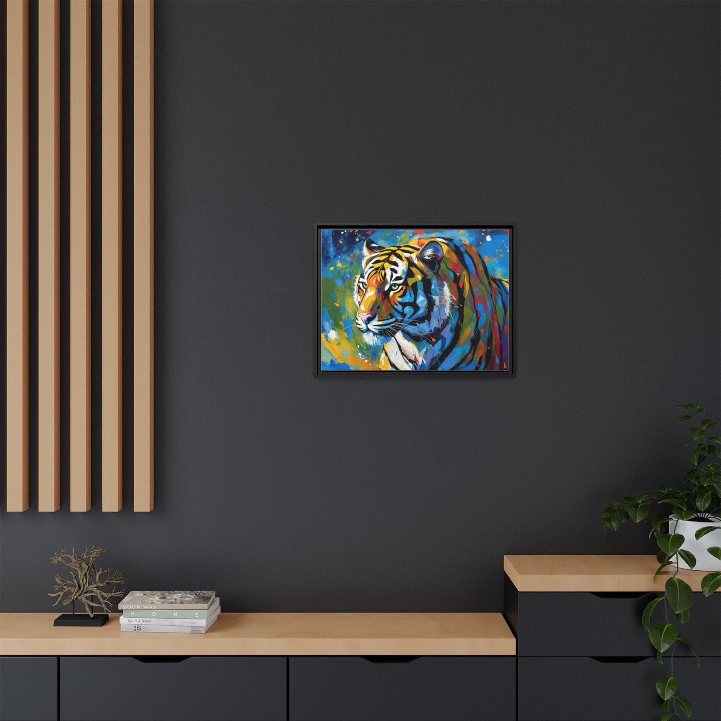 Colorful Tiger Matte Canvas Framed Art — Vibrant Wildlife Wall Decor