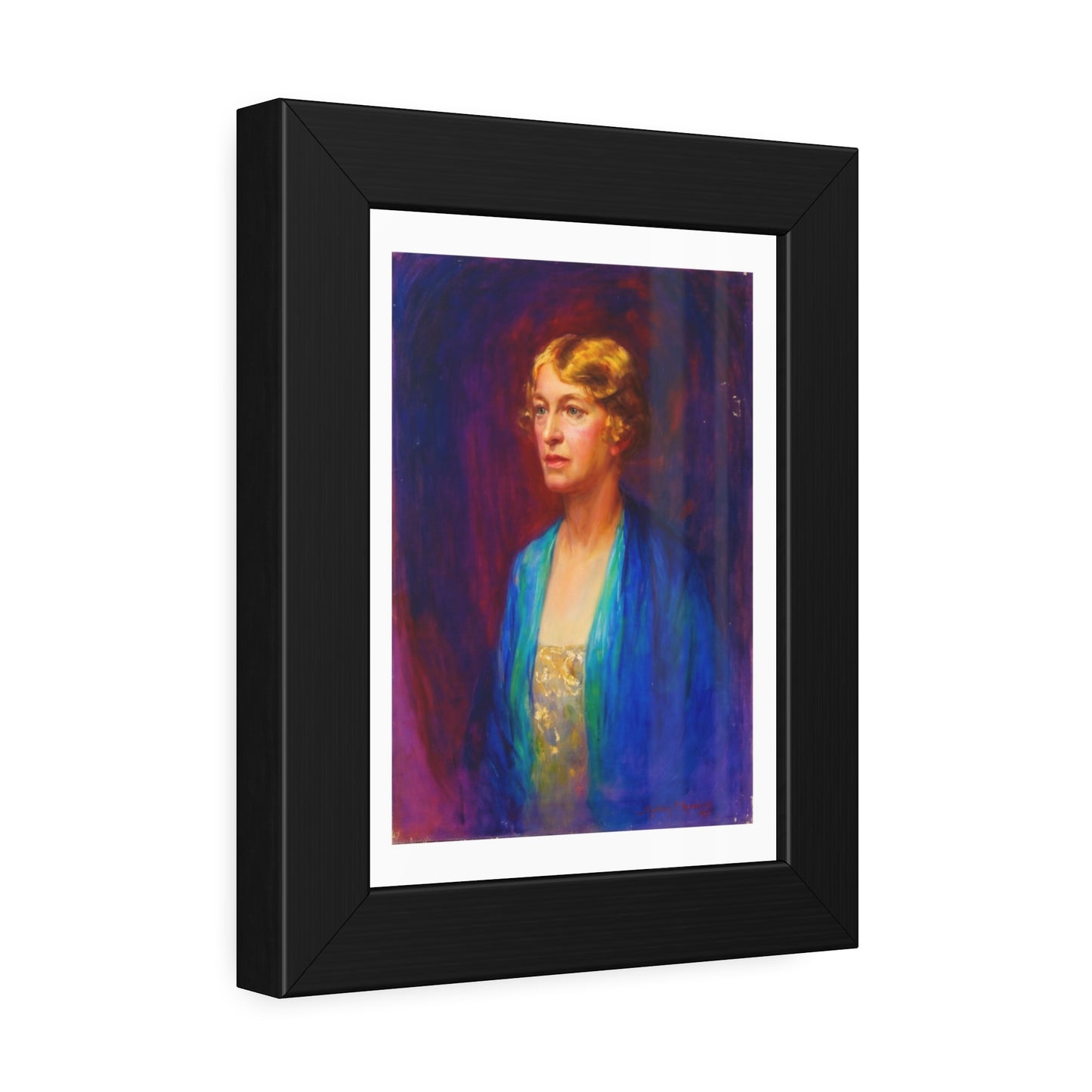 Framed Portrait Poster — Vintage Woman Oil-Style Art Print