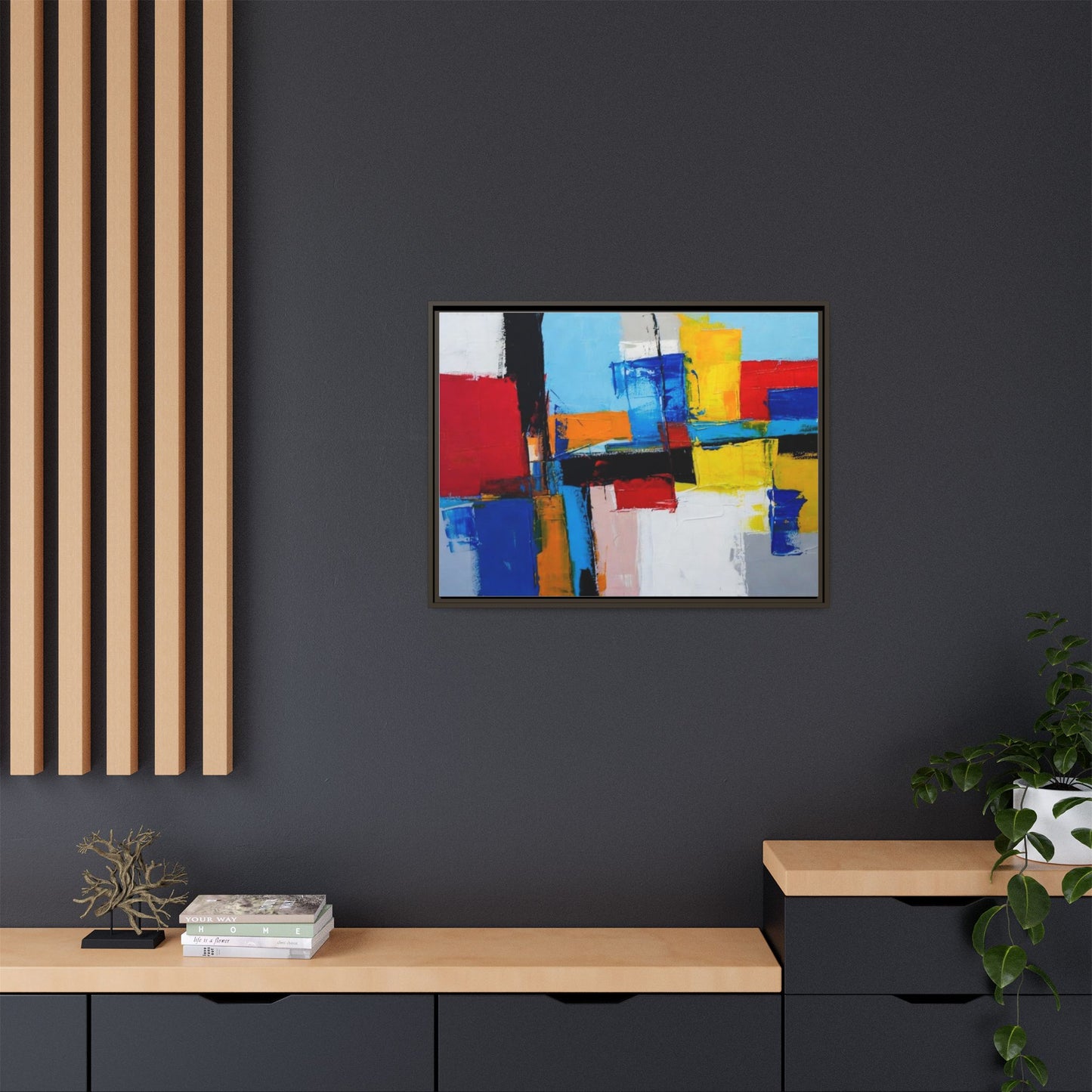 Abstract Color Block Matte Canvas Framed Wall Art