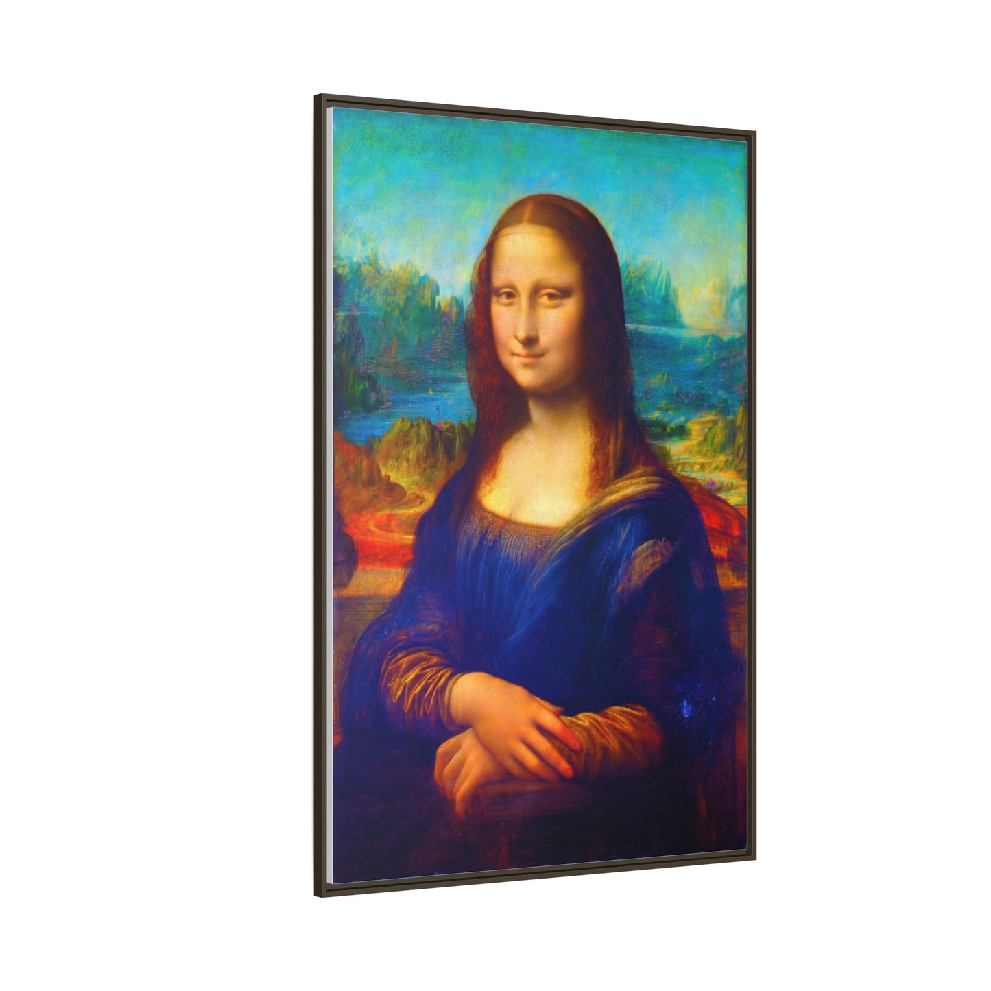 Framed Matte Canvas Print — Colorful Mona Lisa Wall Art