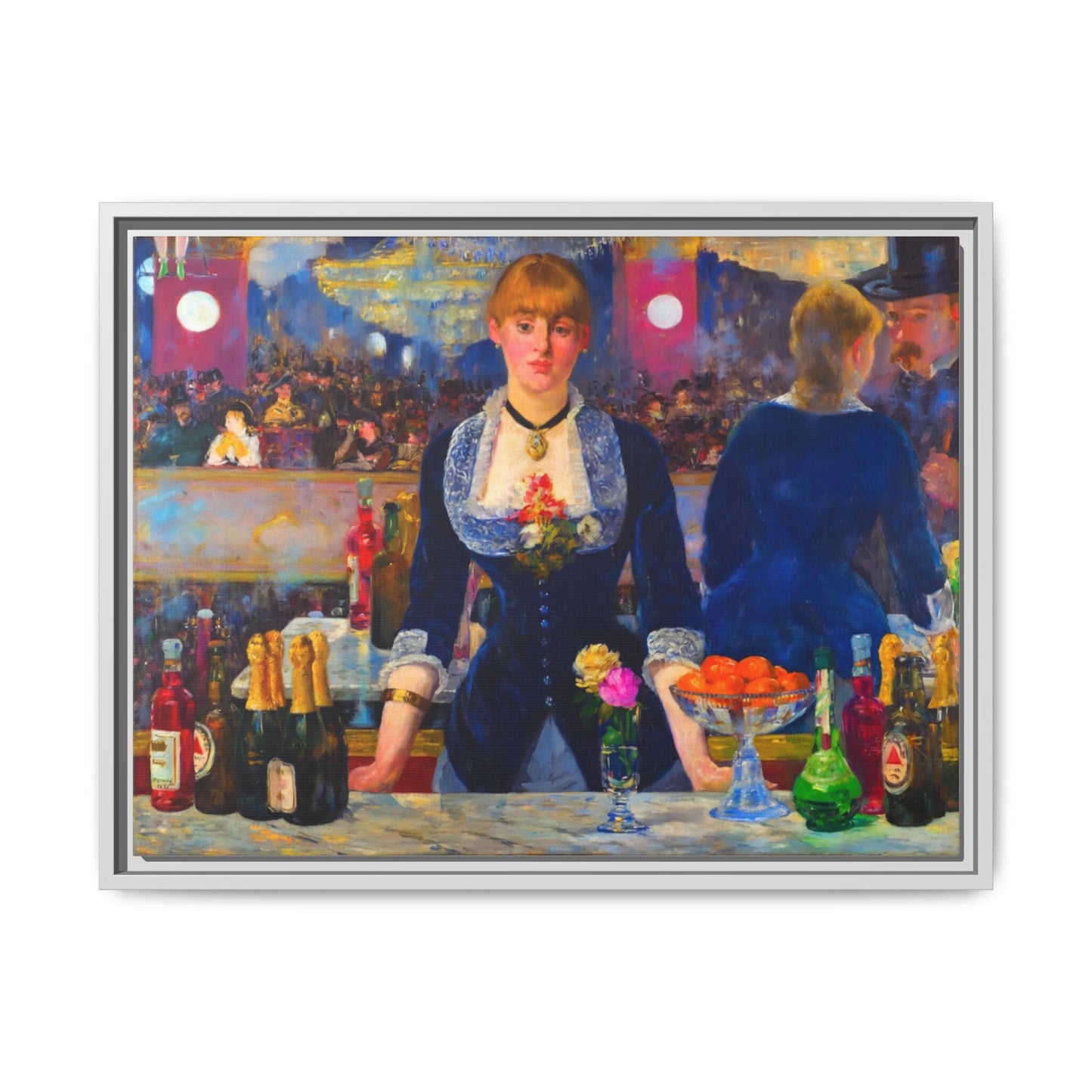 Framed Matte Canvas Print — Vintage Parisian Bar Scene