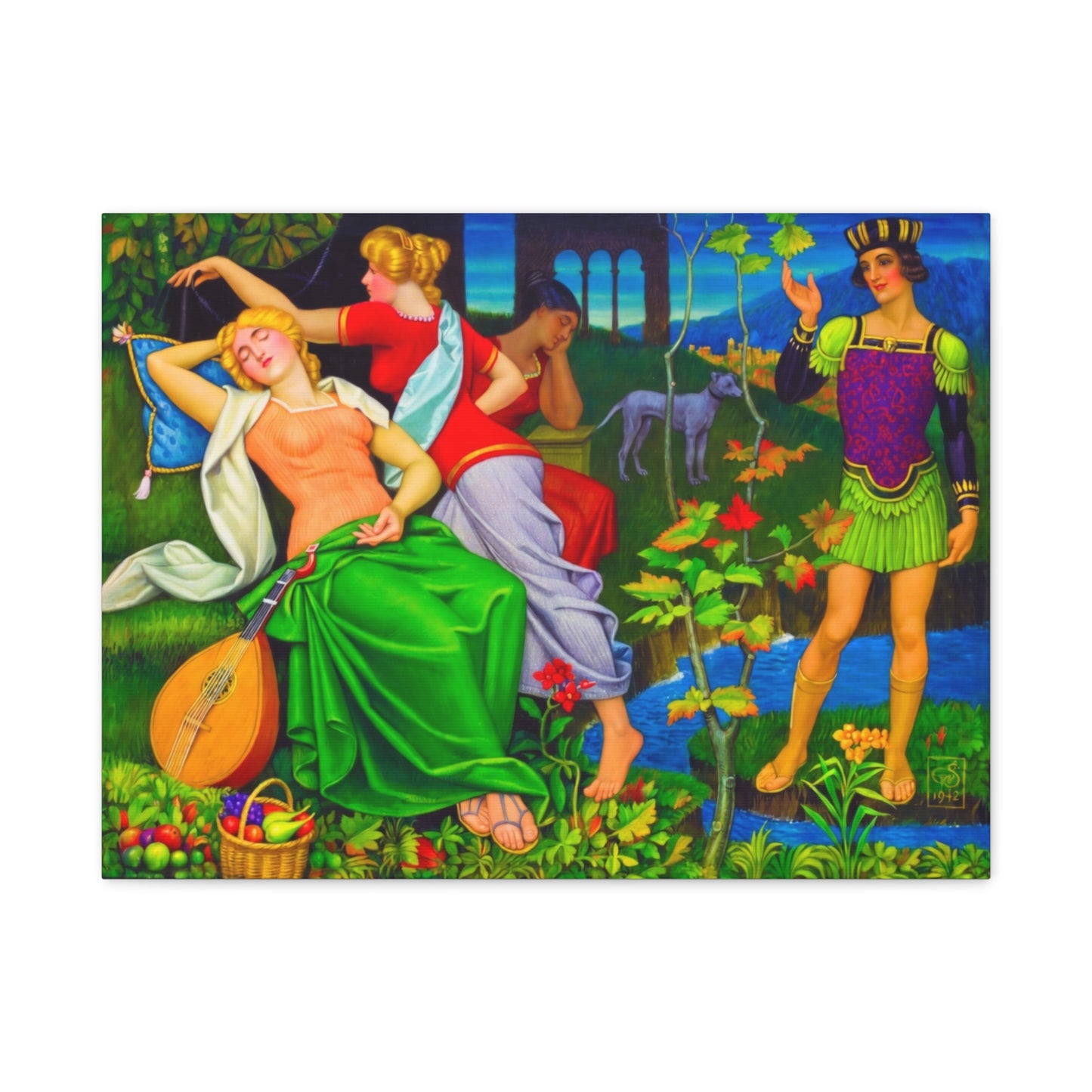 Colorful Renaissance-Inspired Matte Stretched Canvas Art
