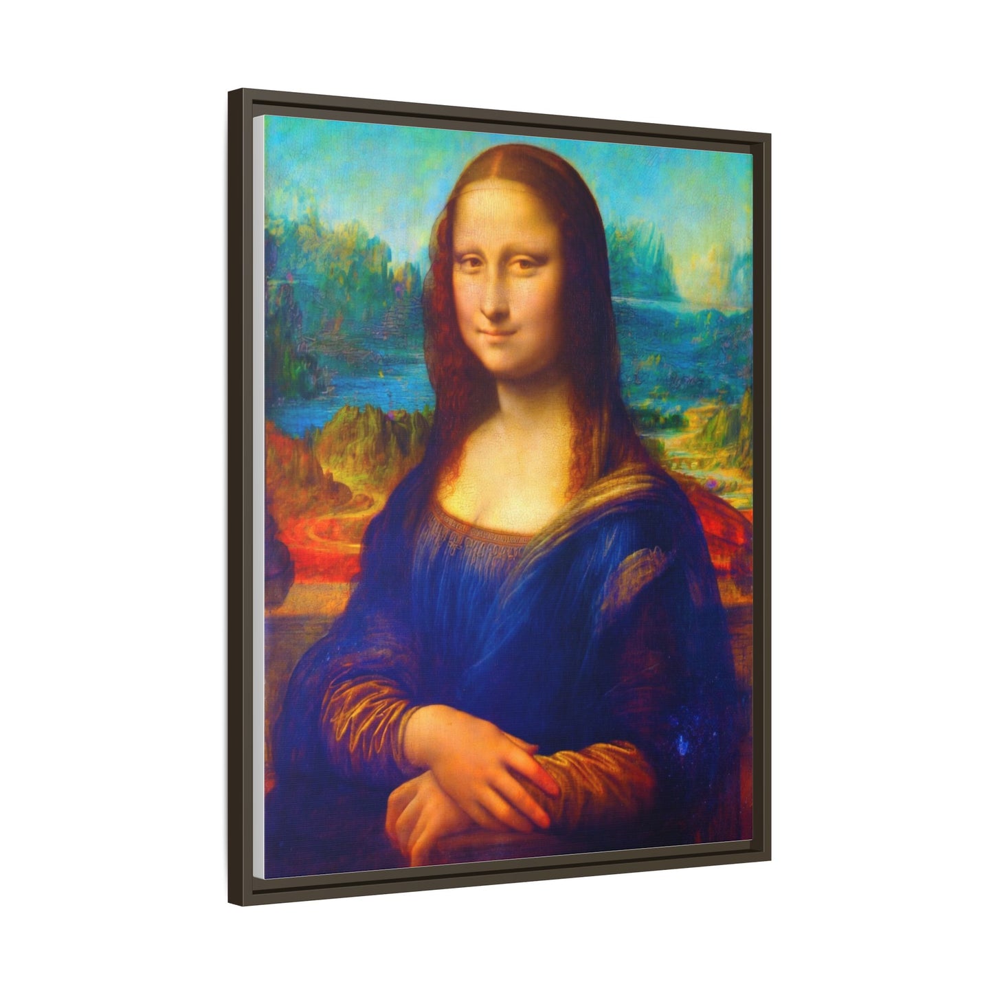 Framed Matte Canvas Print — Colorful Mona Lisa Wall Art