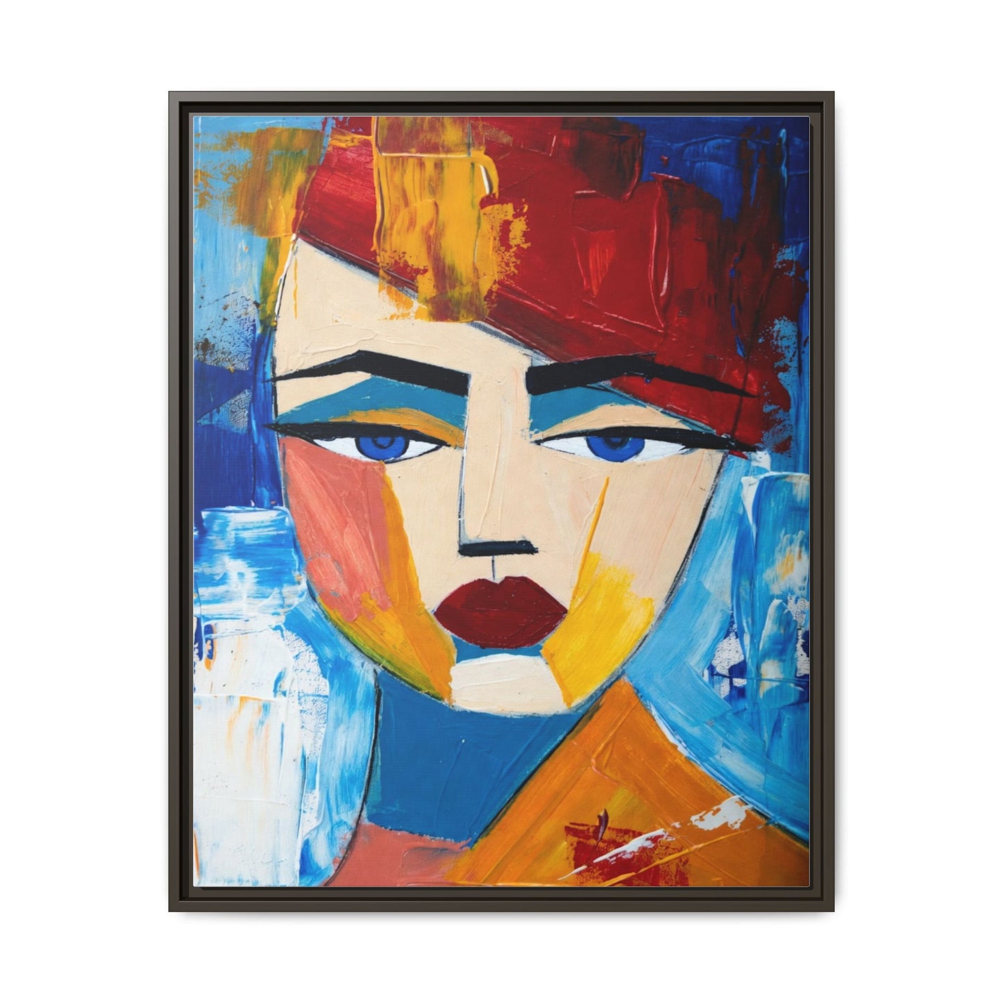 Abstract Colorful Portrait Framed Canvas Art