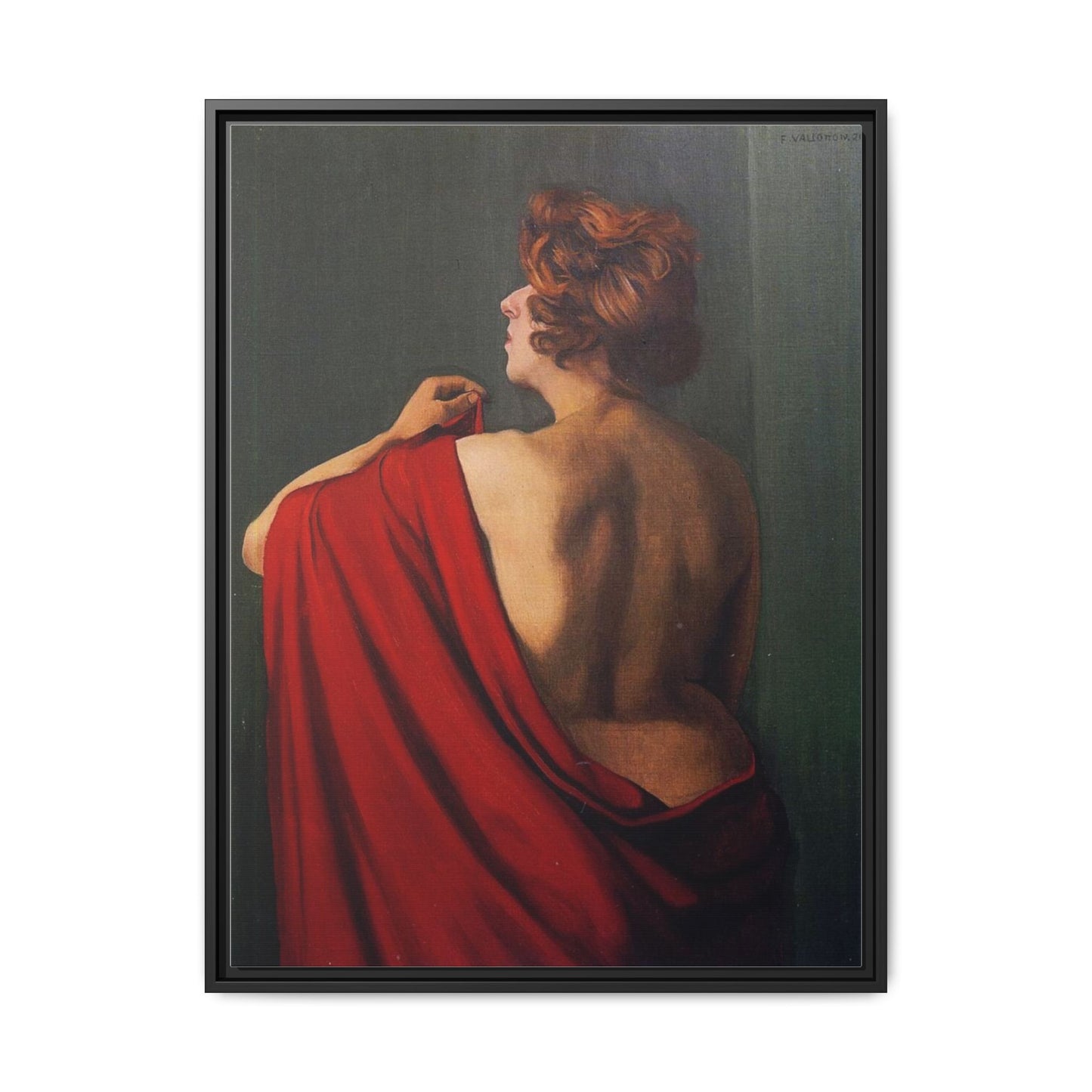 Femme au châle rouge by Félix Vallotton Framed Matte Canvas Wall Art Print