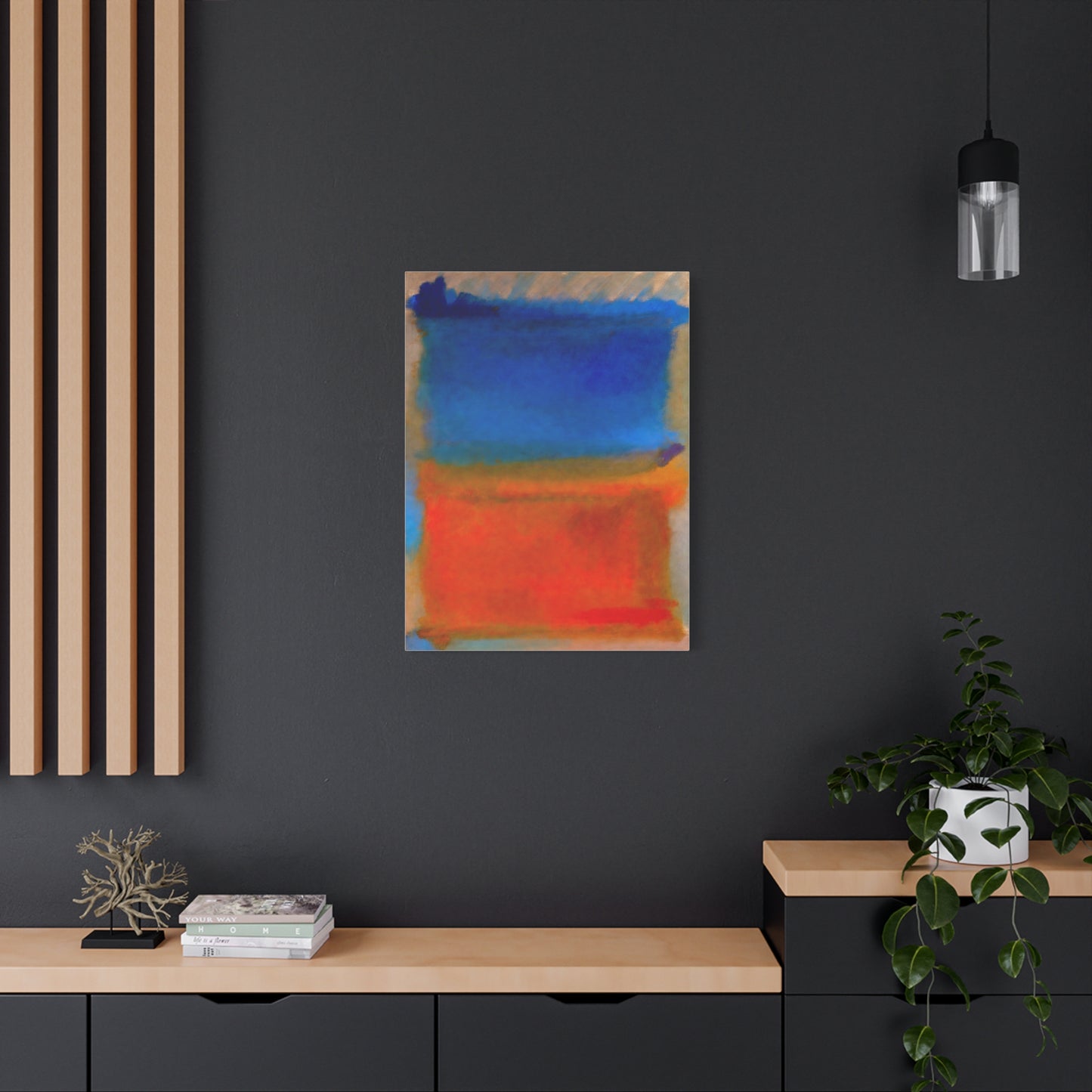 Abstract Blue and Orange Canvas Print — Modern Stretched Wall Art