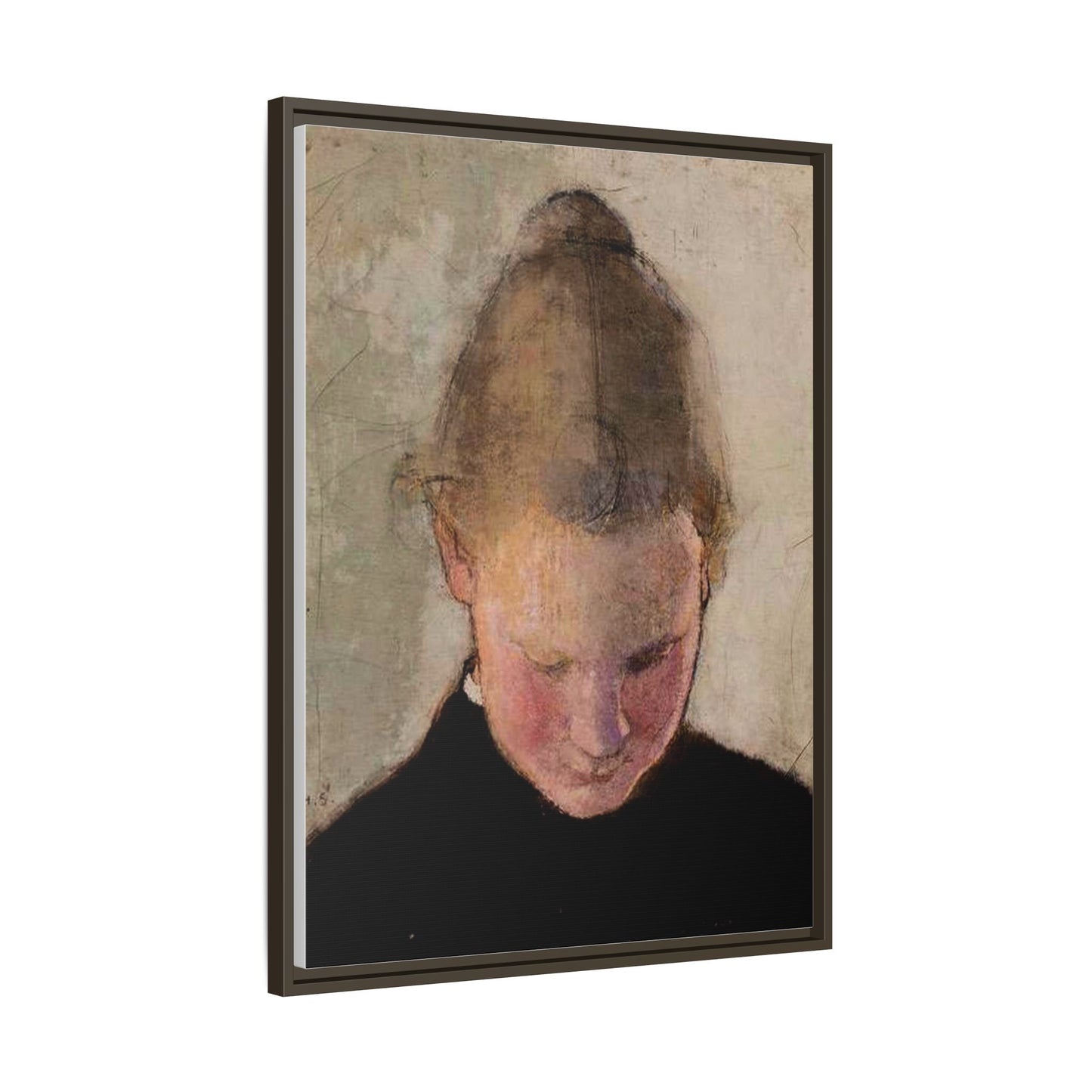 Lukeva tytto by Helena Schjerfbeck Framed Matte Canvas Art Print