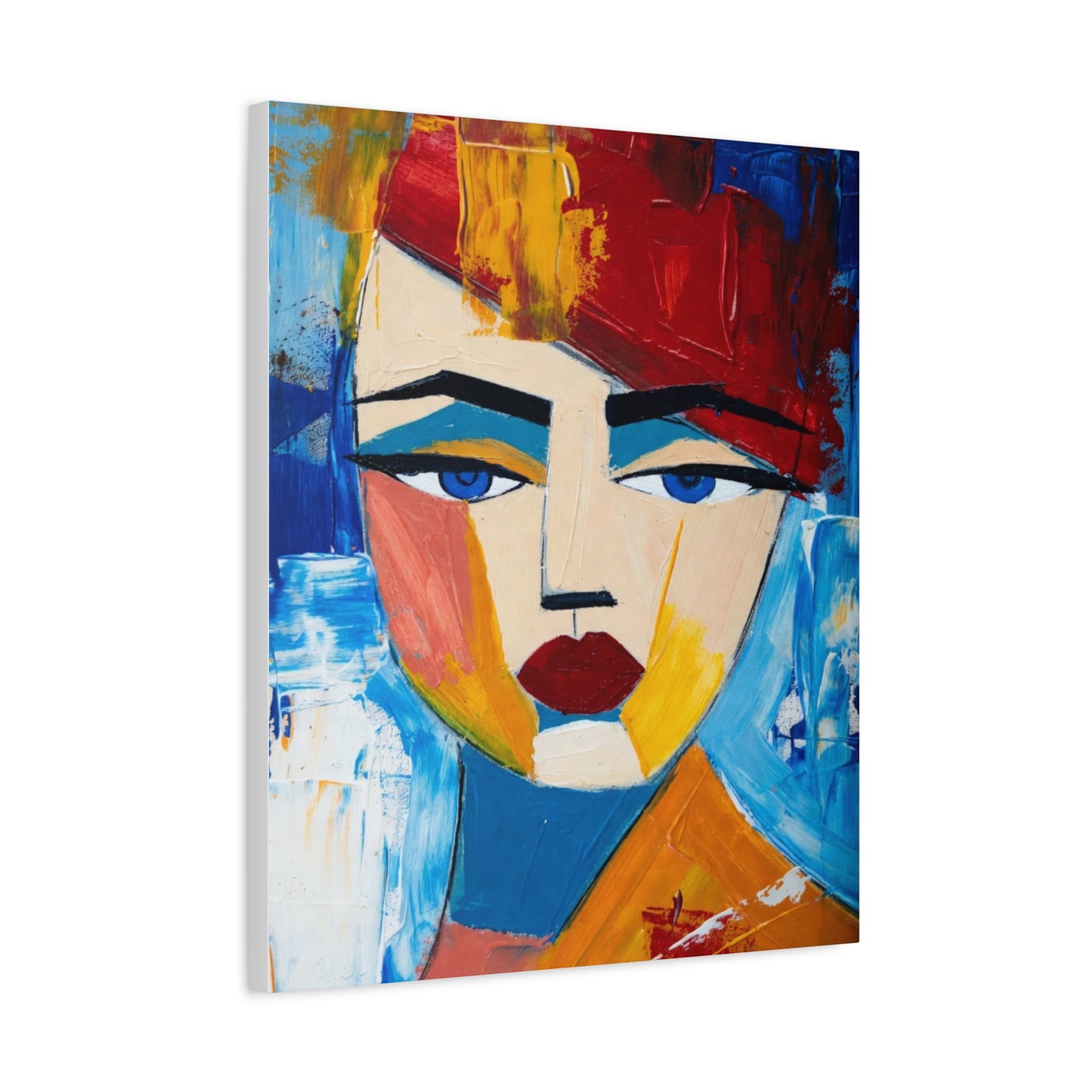 Abstract Colorful Face Matte Canvas Print — Modern Pop Art Portrait