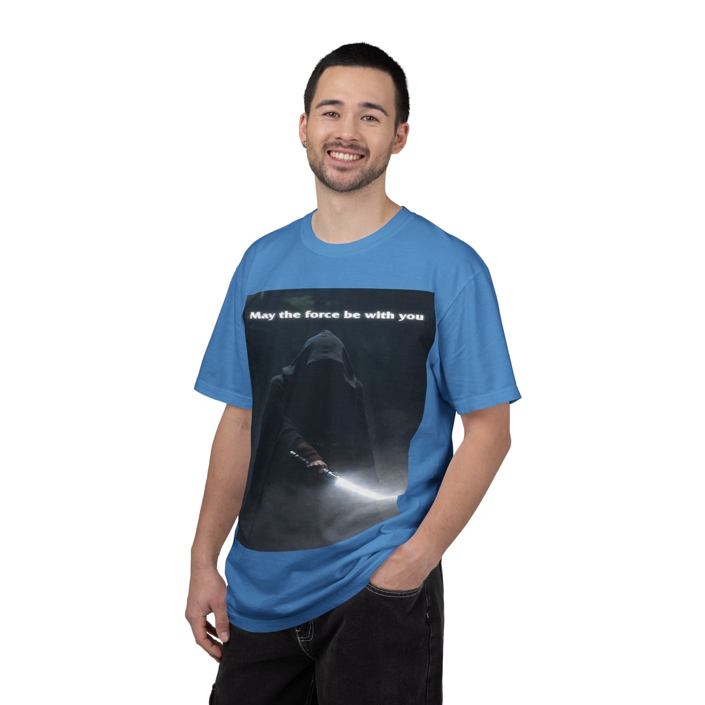 May the Force Be With You T-Shirt — Dark Hooded Lightsaber Graphic Tee