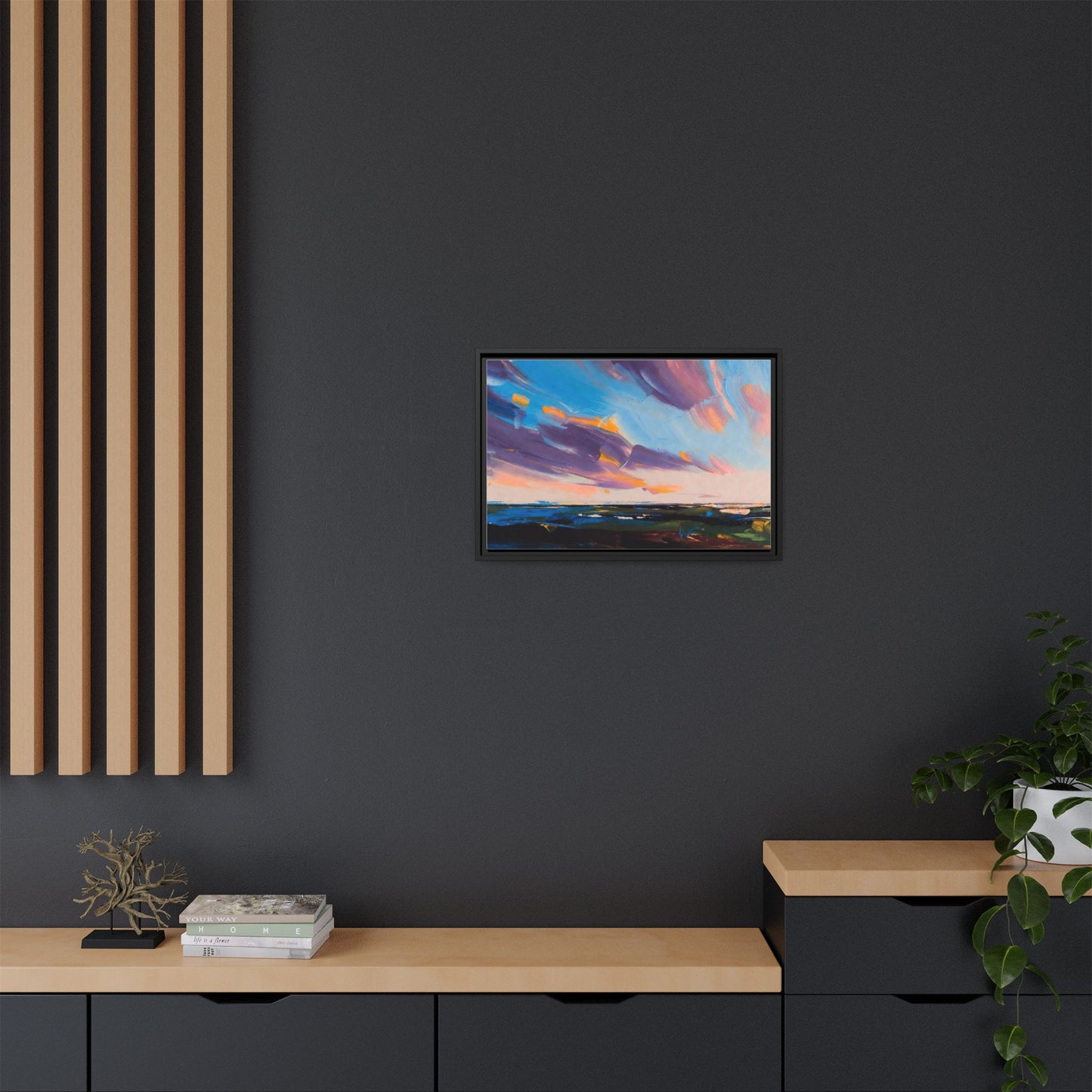 Framed Matte Canvas Abstract Seascape Sunset Art Print
