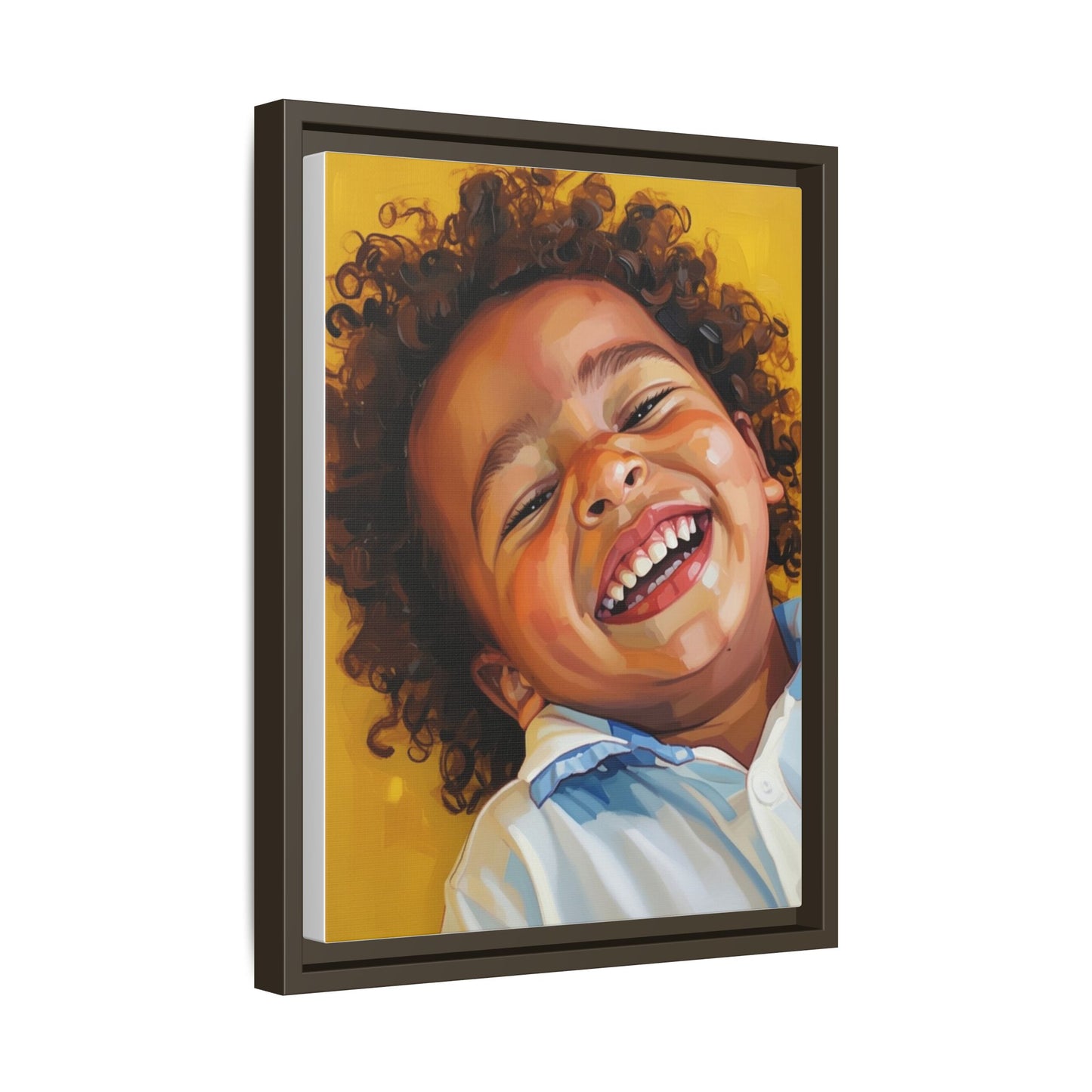 Framed Matte Canvas Print – Joyful Child Portrait, Colorful Nursery Wall Art