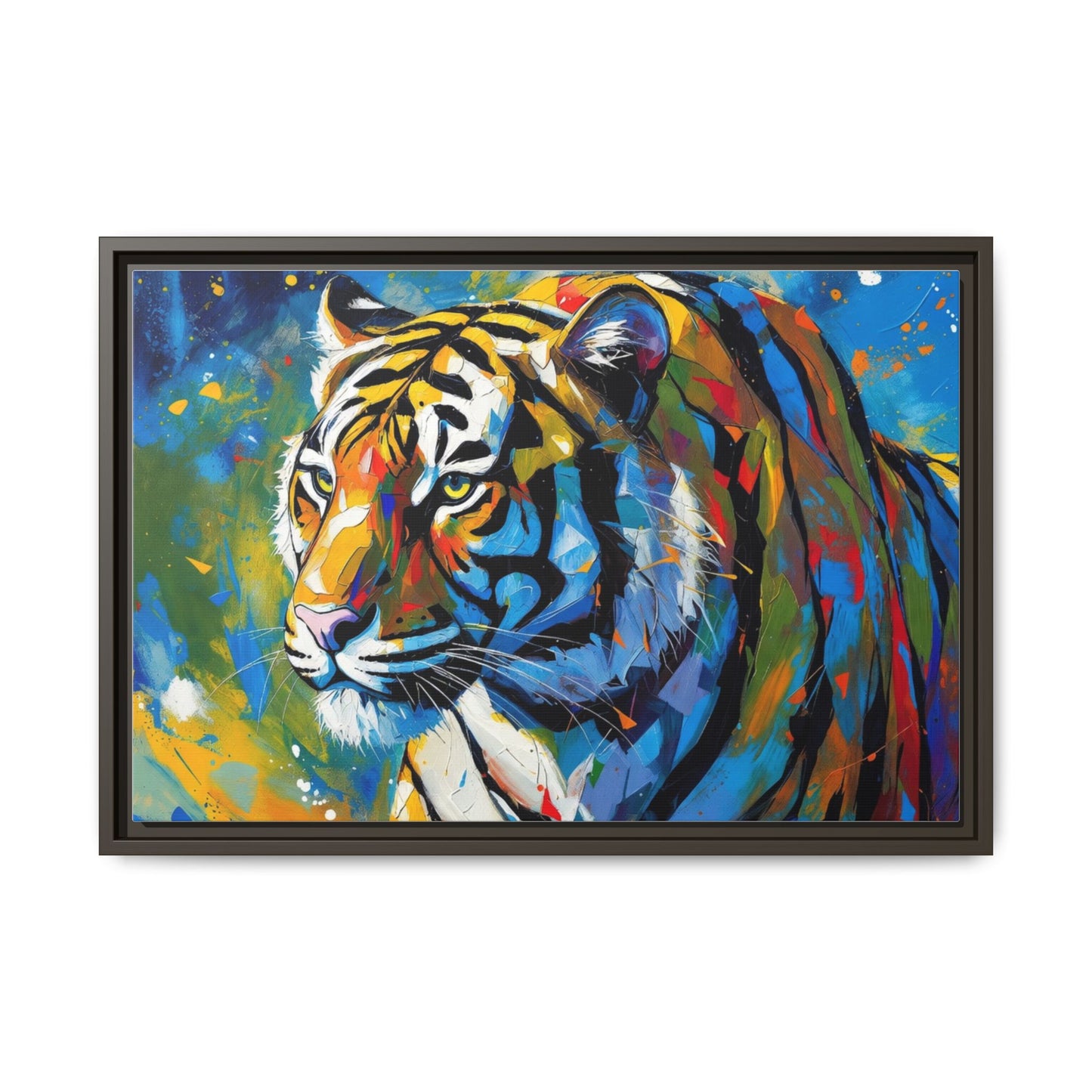 Colorful Tiger Matte Canvas Framed Art — Vibrant Wildlife Wall Decor