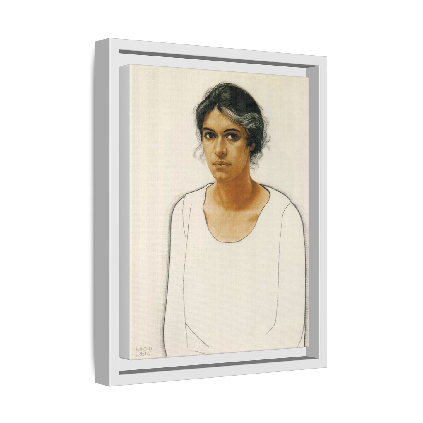 Portrait of a Woman by Winold Reiss Framed Matte Canvas Portrait Print