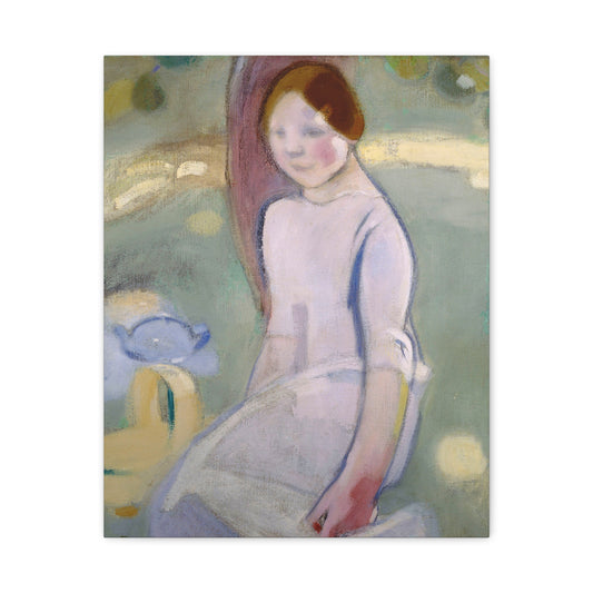 Under the Linden by Helene Schjerfbeck Soft Pastel Portrait Matte Canvas Wall Art Print