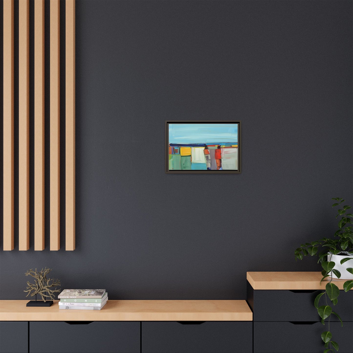 Abstract Coastal Blocks Matte Canvas Print (Framed)