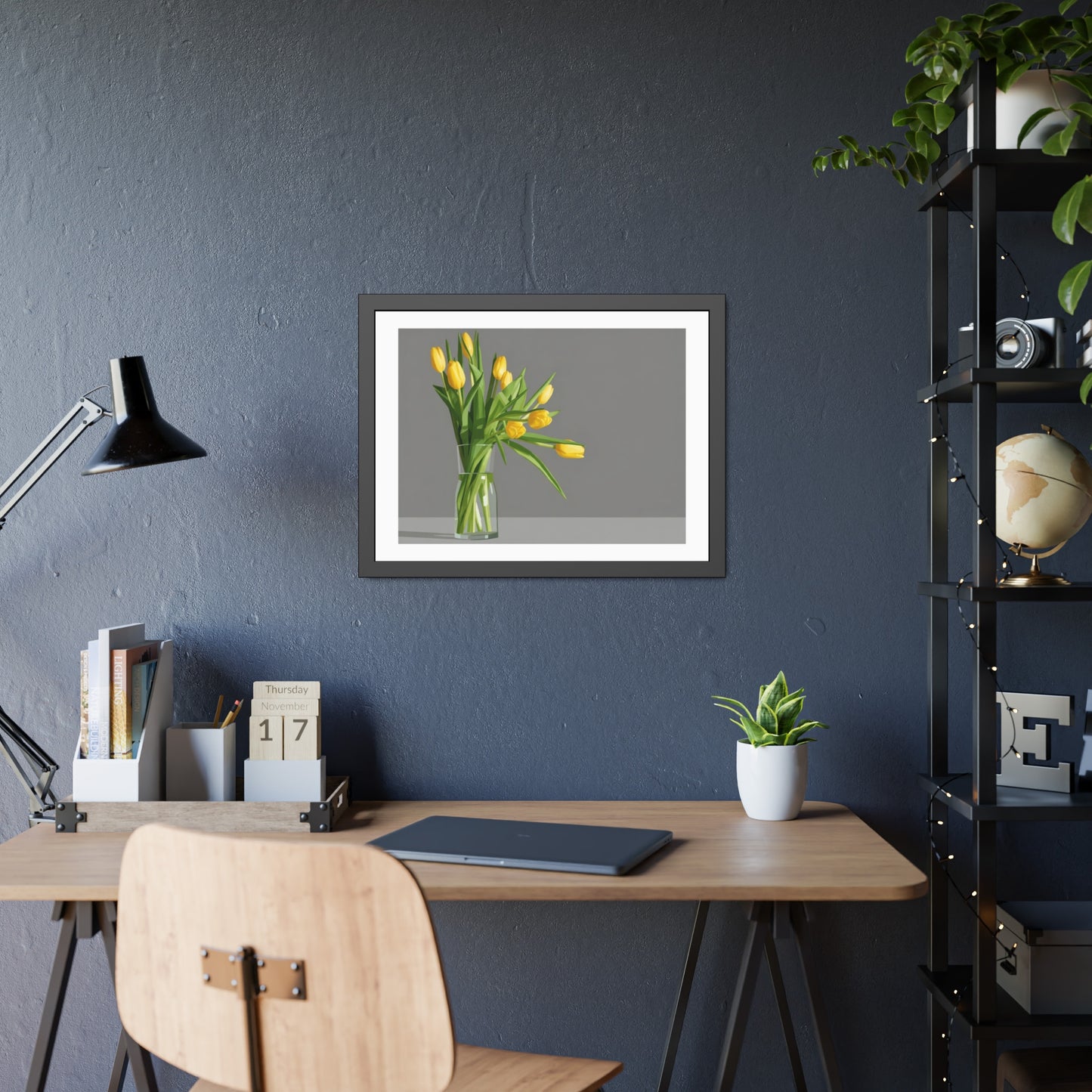 Yellow Tulip Framed Print — Modern Botanical Wall Art
