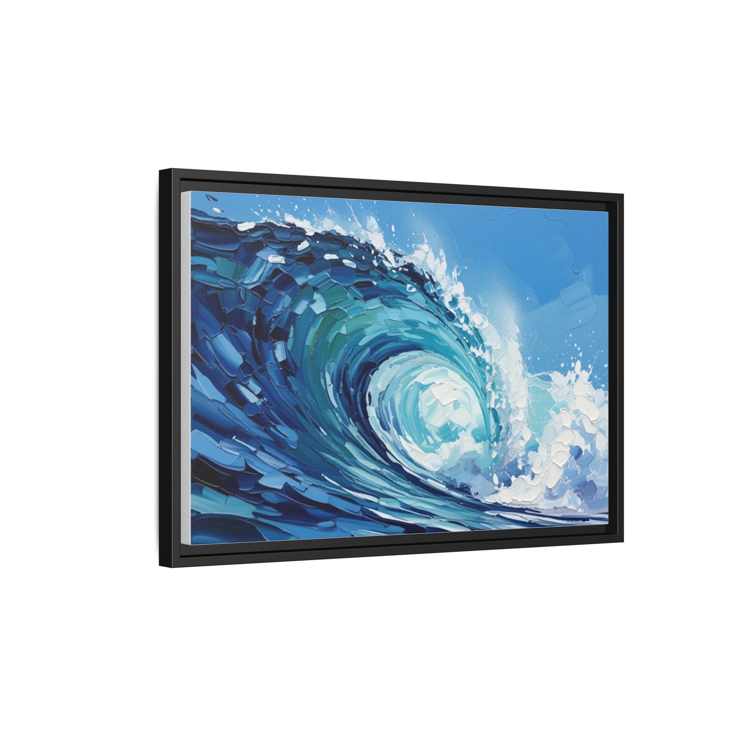 Framed Matte Canvas Wave Art — Blue Ocean Surf Wall Decor