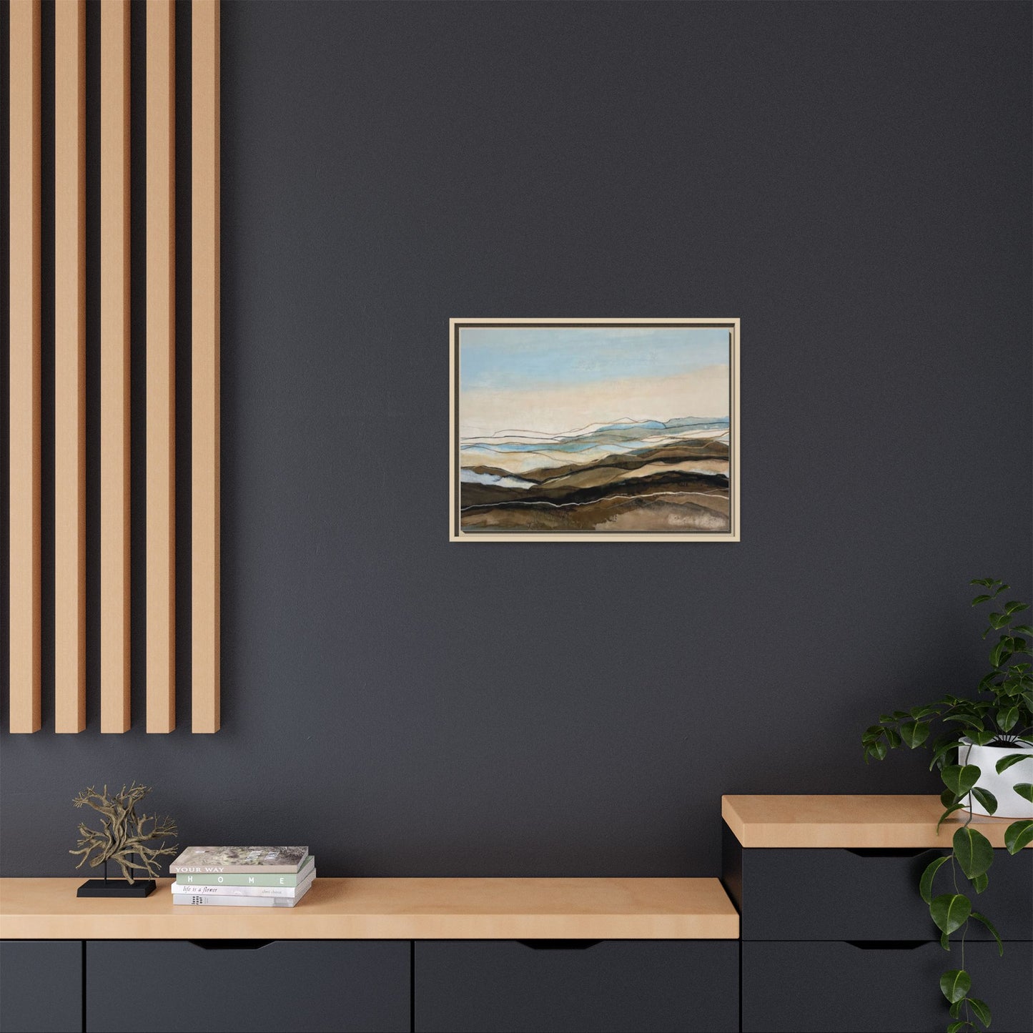 Framed Matte Canvas Print — Abstract Coastal Landscape Wall Art