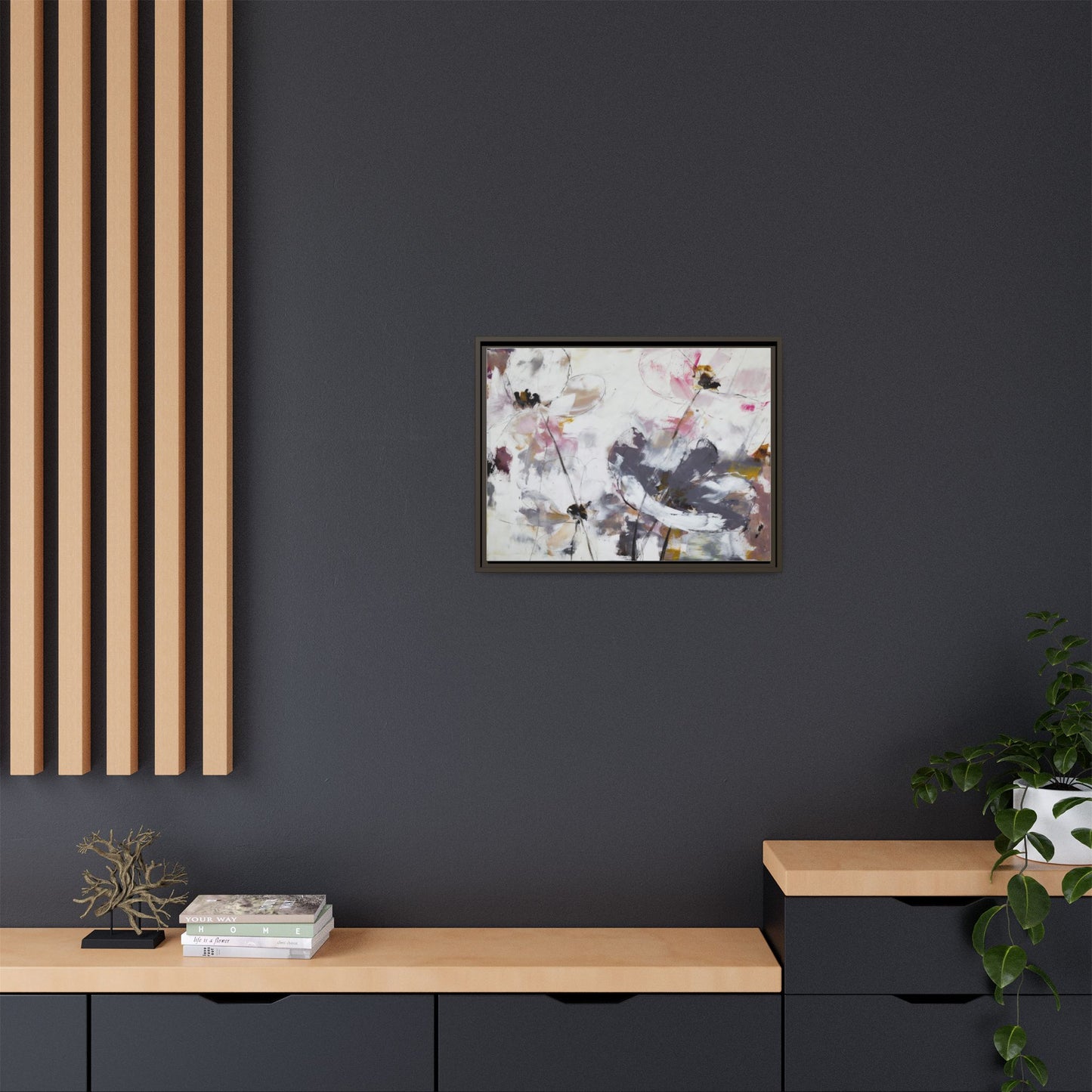 Abstract Floral Matte Canvas Framed Wall Art — Soft Watercolor Blooms