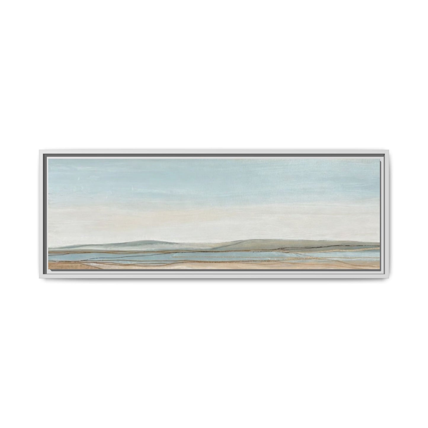 Framed Abstract Landscape Matte Canvas — Serene Coastal Horizon Wall Art