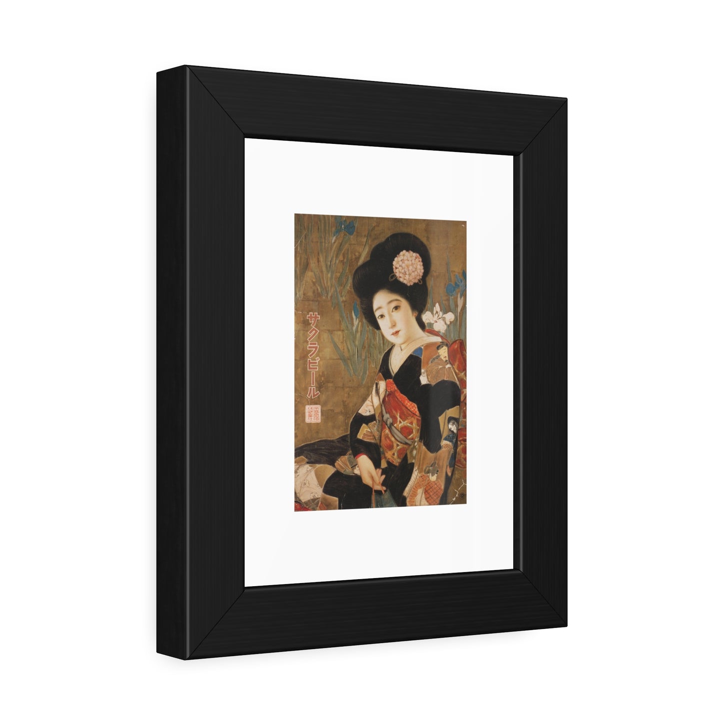 Sakura Beer by Kitano Tsunetomi Geisha Portrait Framed Paper Poster — Vintage Japanese Art Print