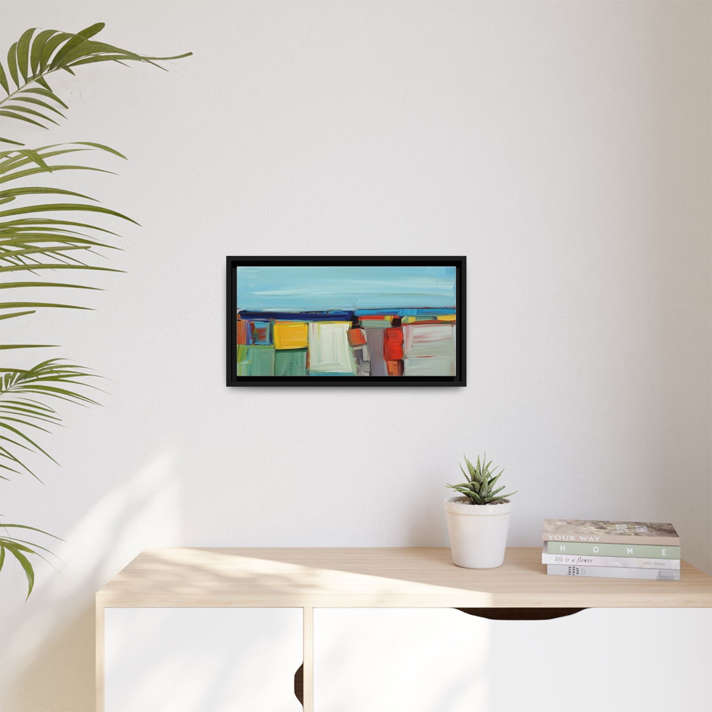 Abstract Coastal Blocks Matte Canvas Print (Framed)