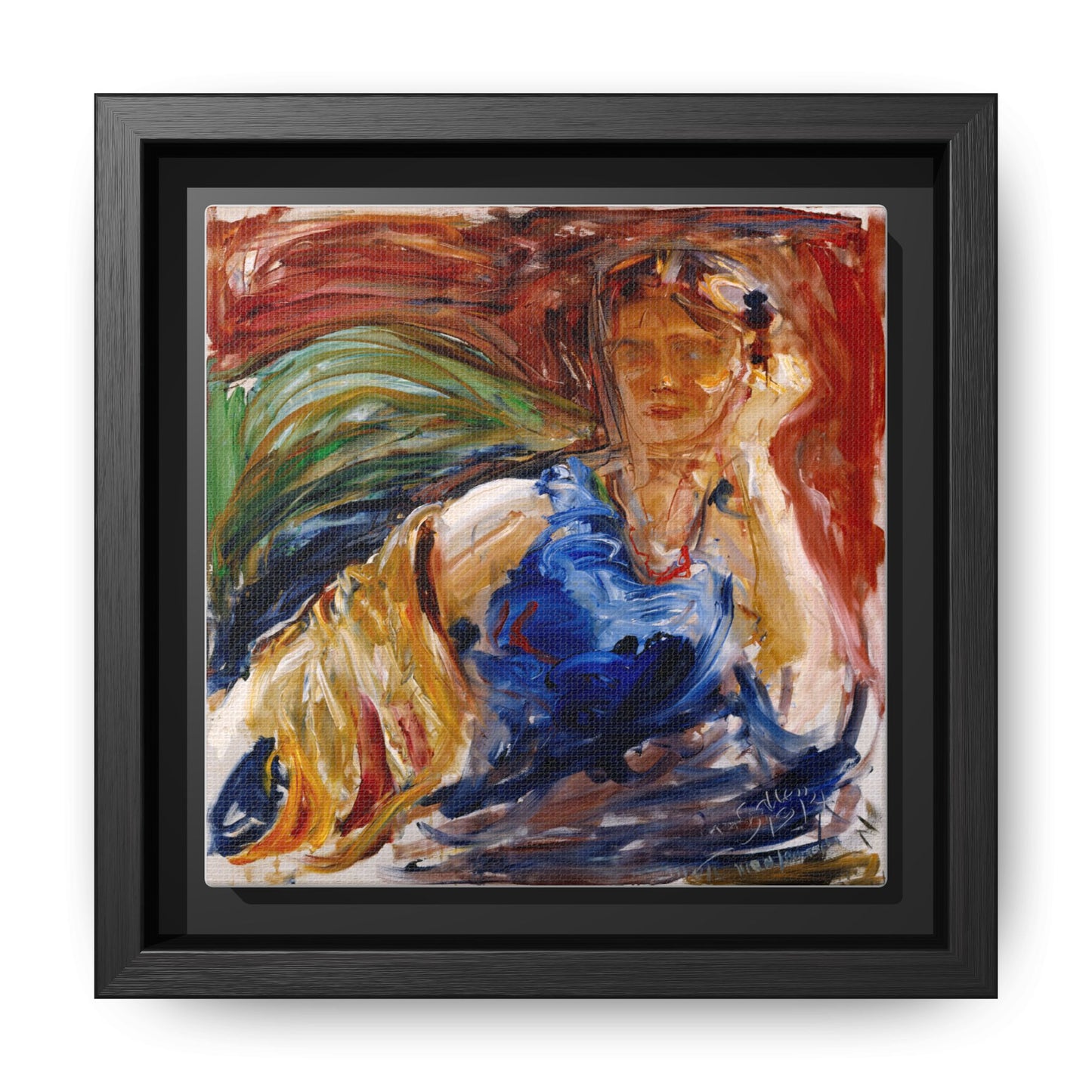 Portrait of hyllis Sjostrom by Akseli Gallen-Kallela Canvas Matte Framed Wall Art Print