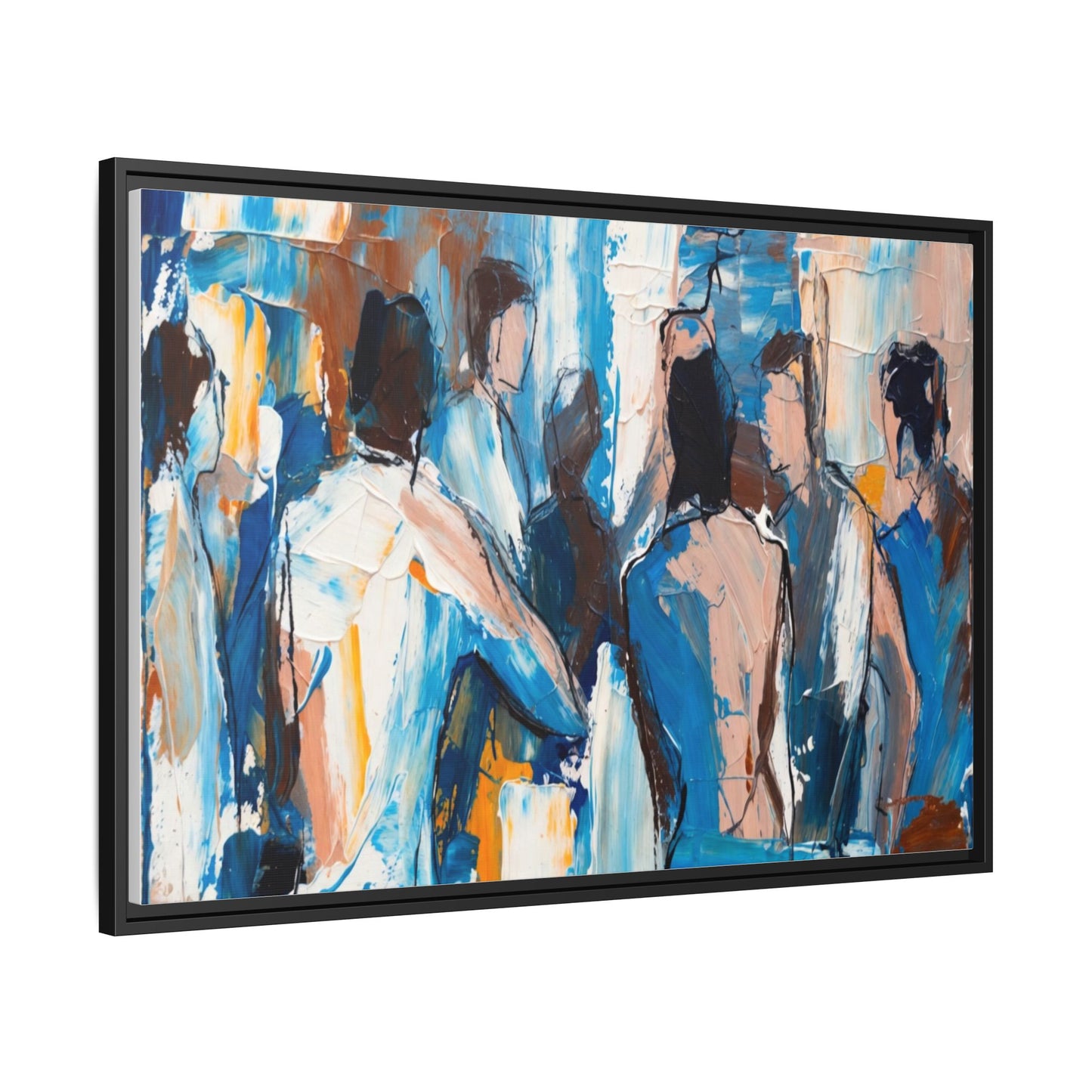 Abstract Coastal Figures Matte Canvas Framed Wall Art