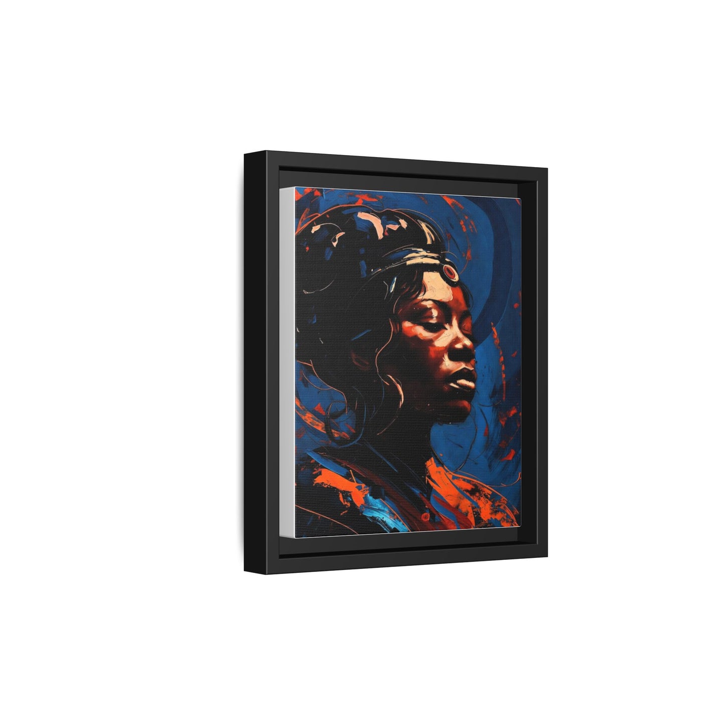 Framed Matte Canvas Art - Vibrant Portrait of a Black Woman (Multi-Color)