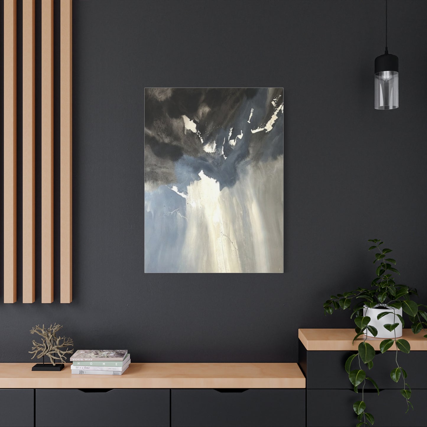 Abstract Storm Canvas Print — Dramatic Blue & Gray Matte Wall Art