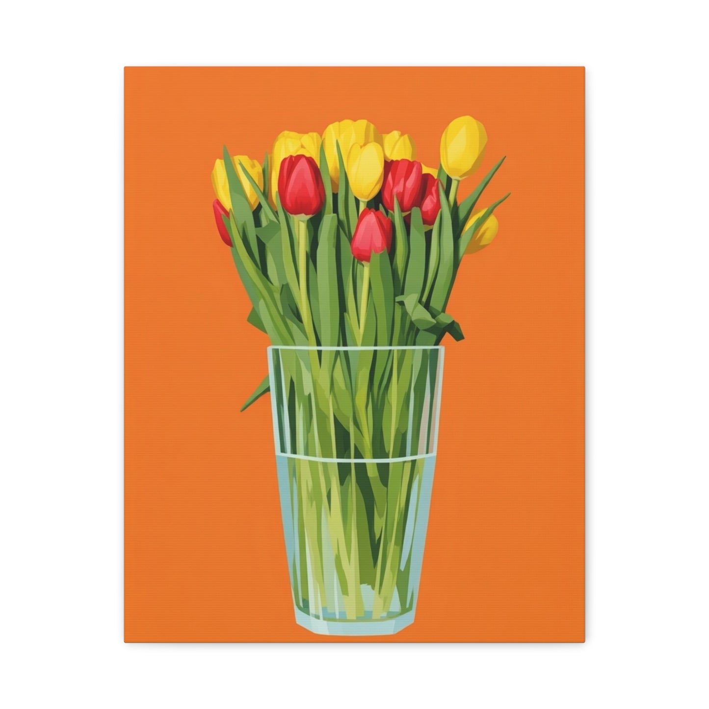 Tulip Bouquet Canvas Wall Art – Glass Vase on Orange