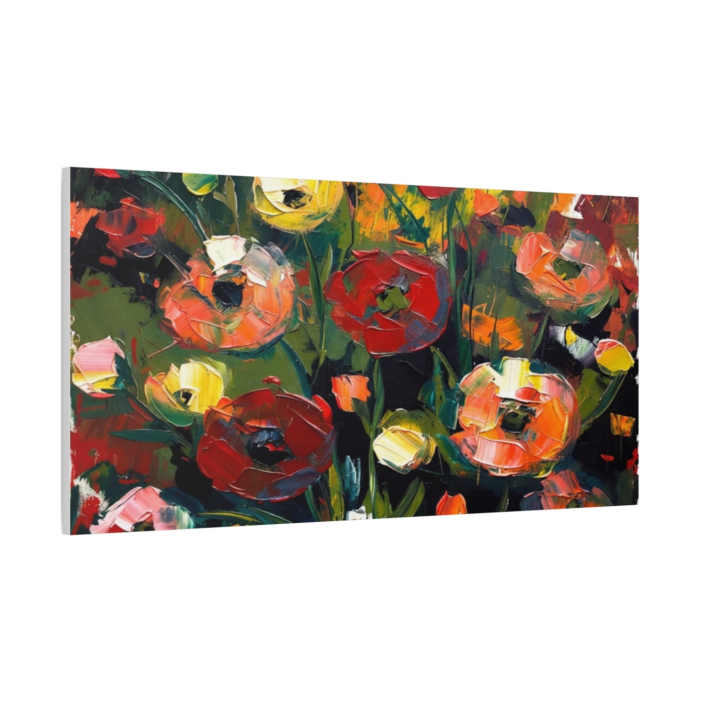 Bold Floral Abstract Canvas Print — Colorful Poppy Wall Art, Matte Stretched 1.25"