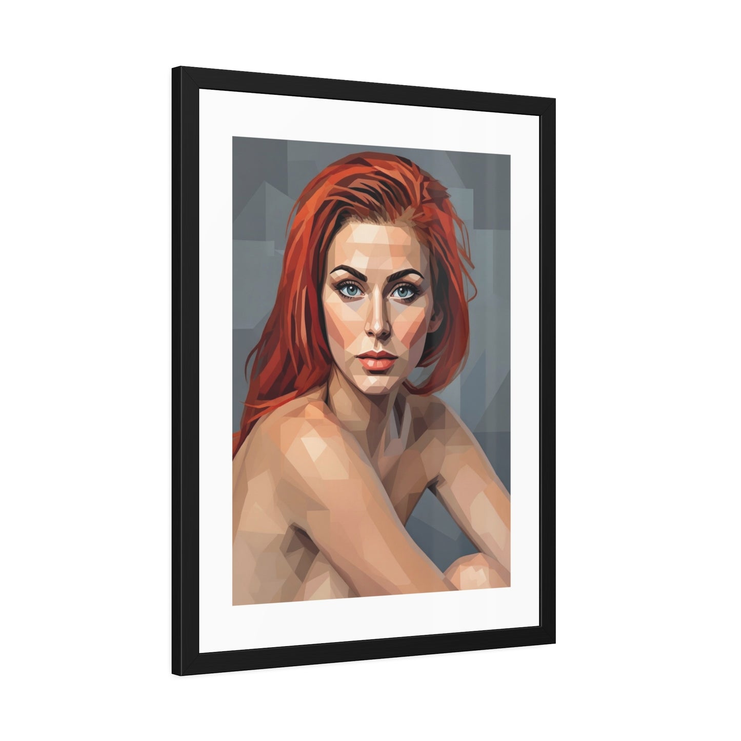Framed Poster — Geometric Redhead Portrait Art Print